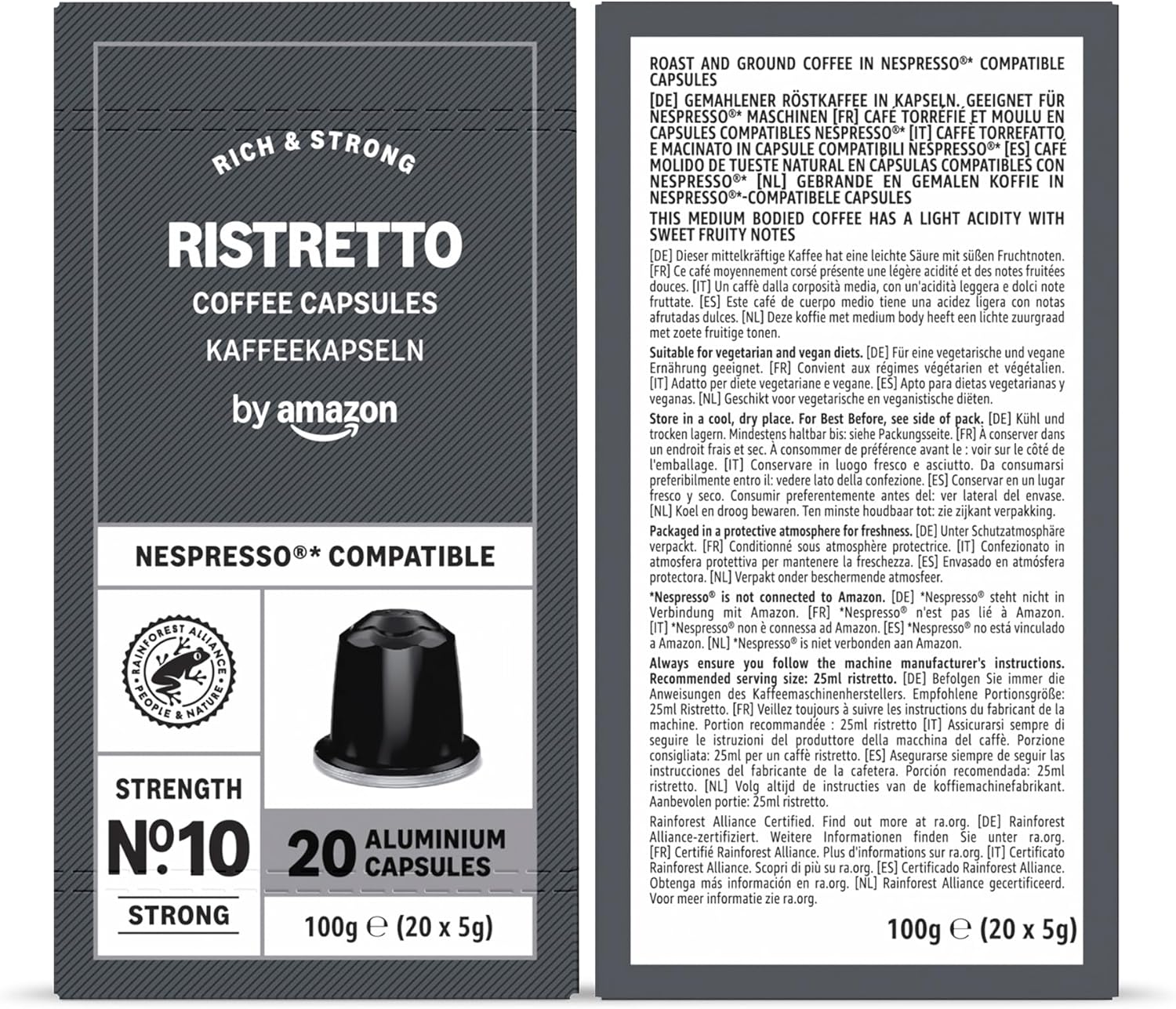 Detalle de By Amazon Variety Pack: Aluminium Coffee Pods for Nespresso (100 Count) – Rainforest Alliance Certified