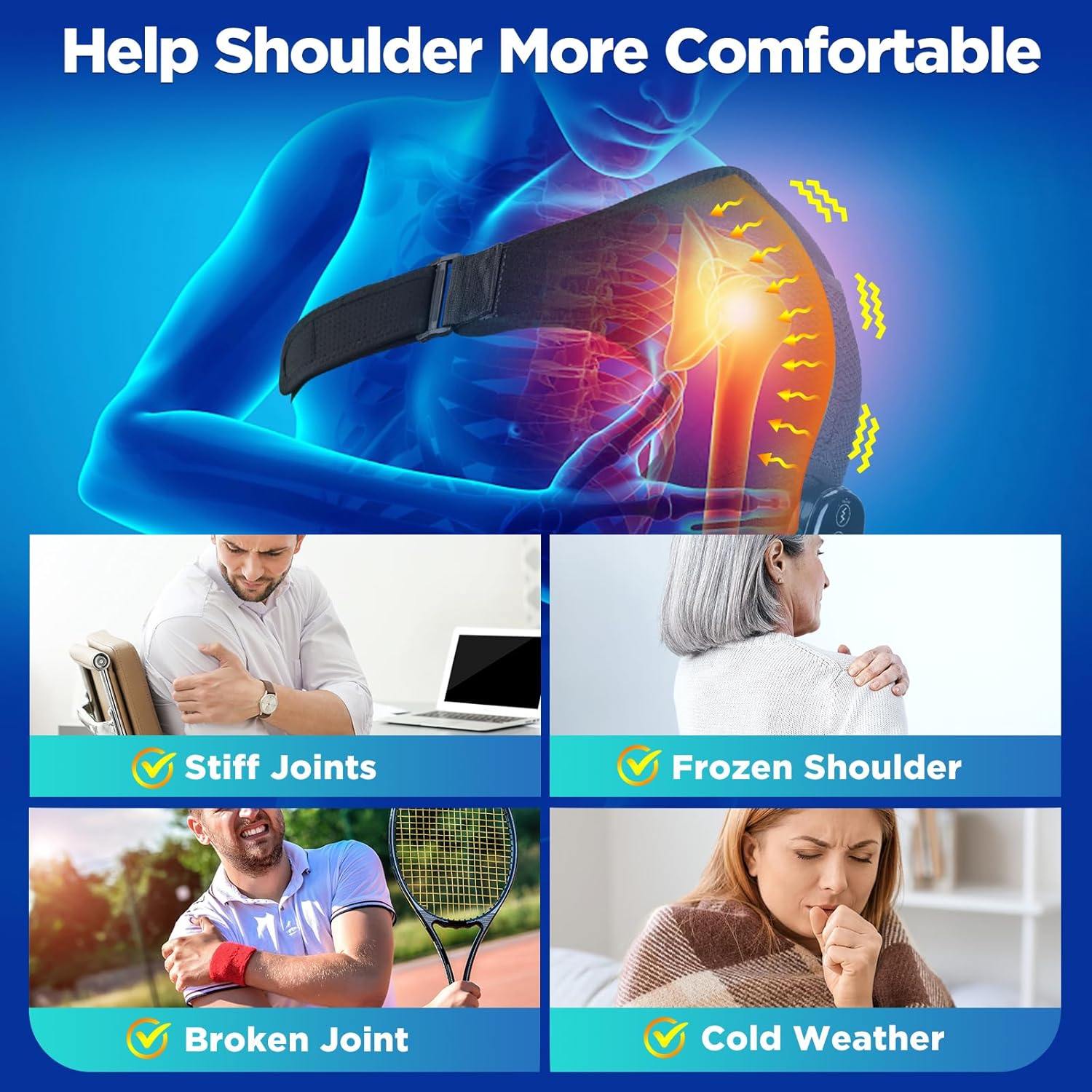 Detalle de Cordless Shoulder Heating Pad and Massager, 5000mAh Battery