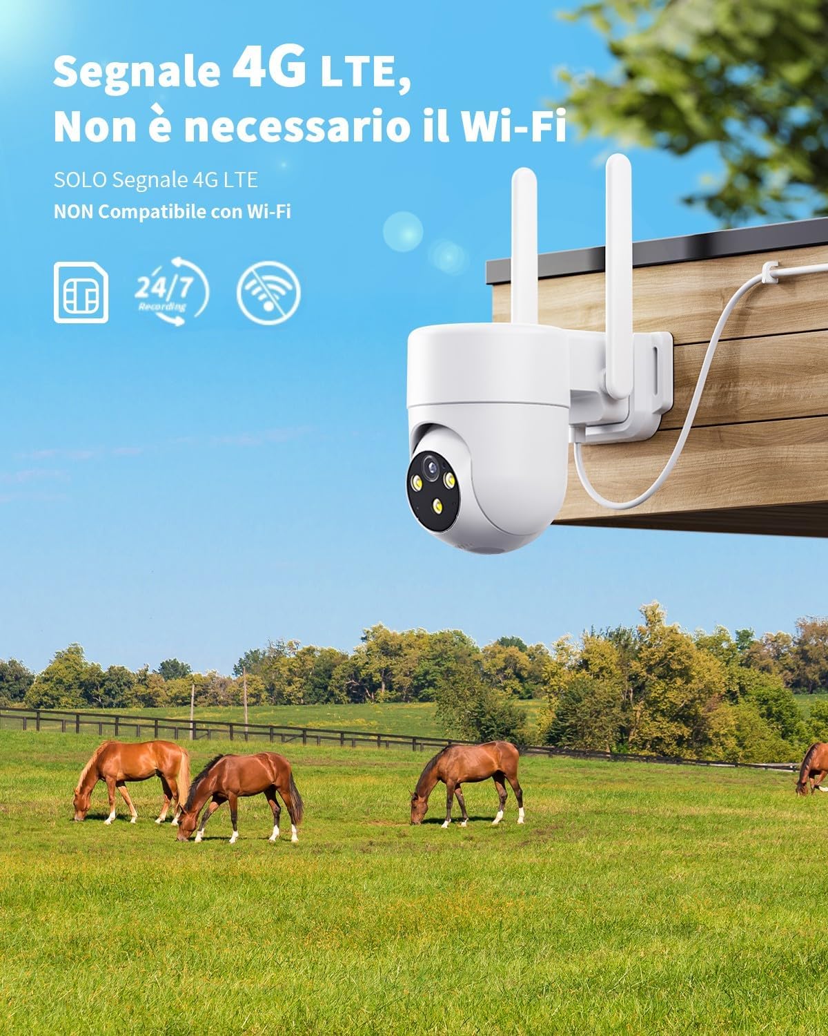Thumbnail 1 de NUASI 4G LTE Telecamera 2K PTZ 360° con AI Rilevamento Umano, Visione Notturna a Colori e Audio Bidirezionale