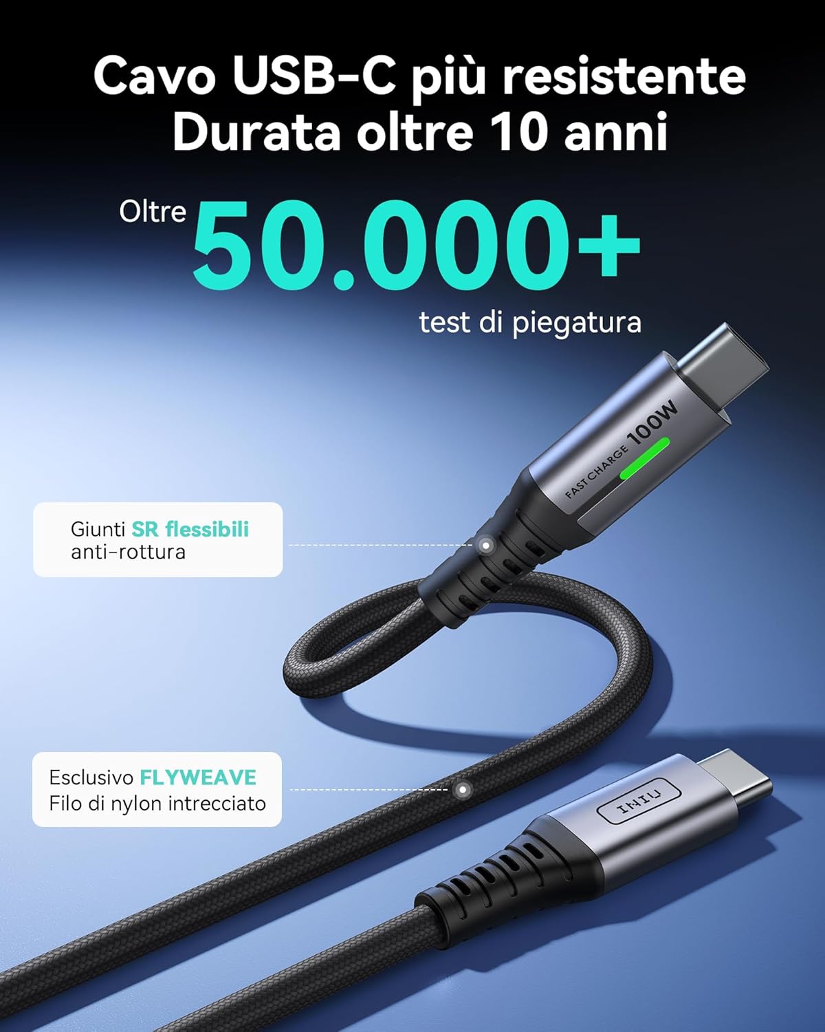 Thumbnail 3 de INIU Cavo USB-C 100W 2+2m