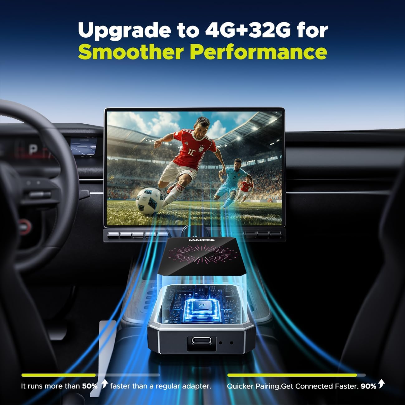 Thumbnail 2 de LAMTTO Wireless CarPlay Adapter with Gemini AI: Full Google Play, 4GB RAM + 32GB Storage