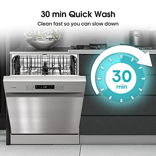 Detalle de Hisense HS622E90XUK Freestanding Dishwasher: 85cm, 13 Place Settings, Eco Program, Dry+