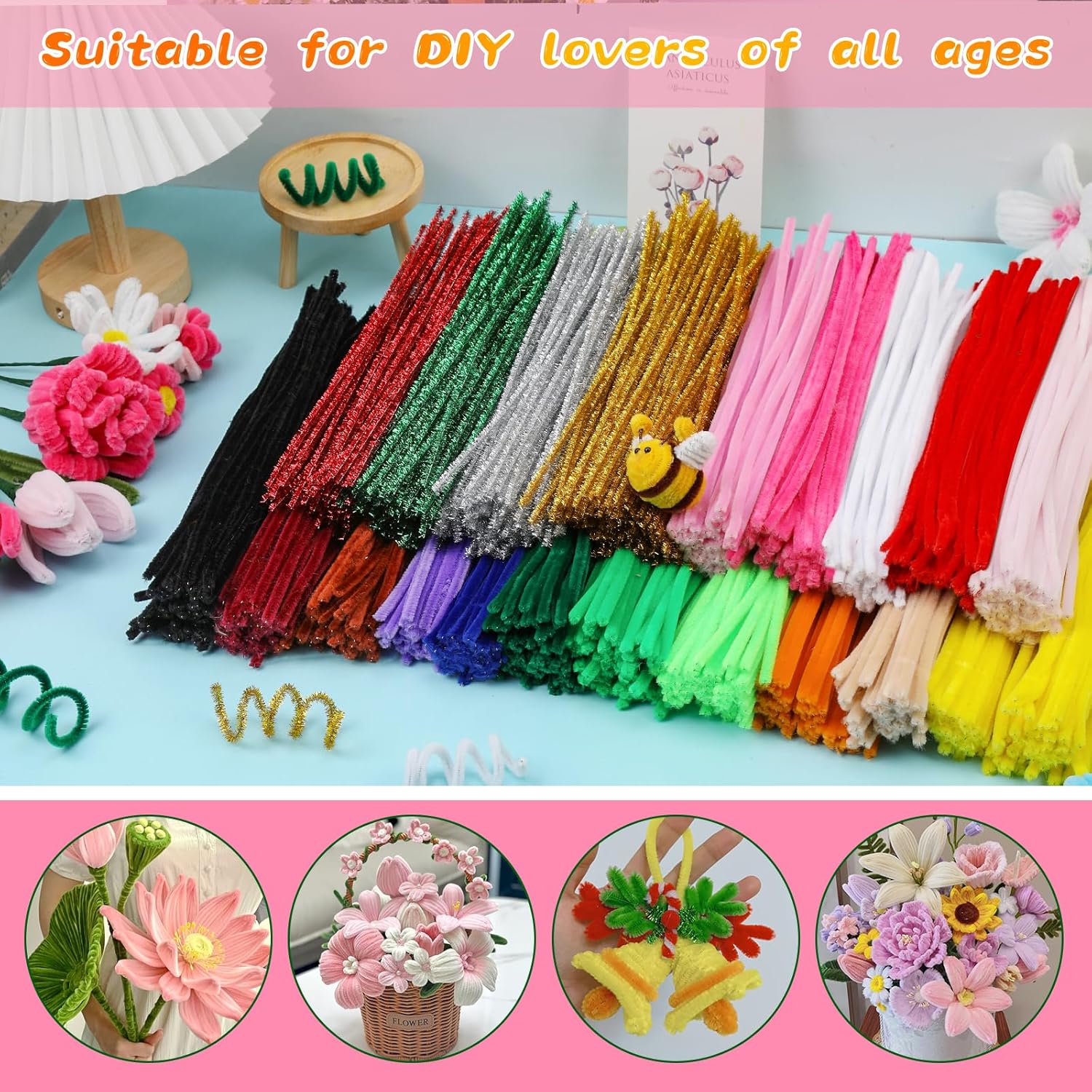 Thumbnail 3 de ZXIIXZ 100Pcs Pipe Cleaners for Roses and Craft Projects