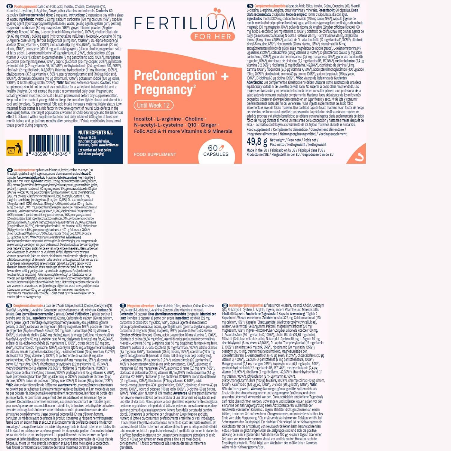 Thumbnail 6 de Fertilium Kinderwunsch Folsäure + Inositol + Q10 – Prenatal Vitamine, 60 Kapseln