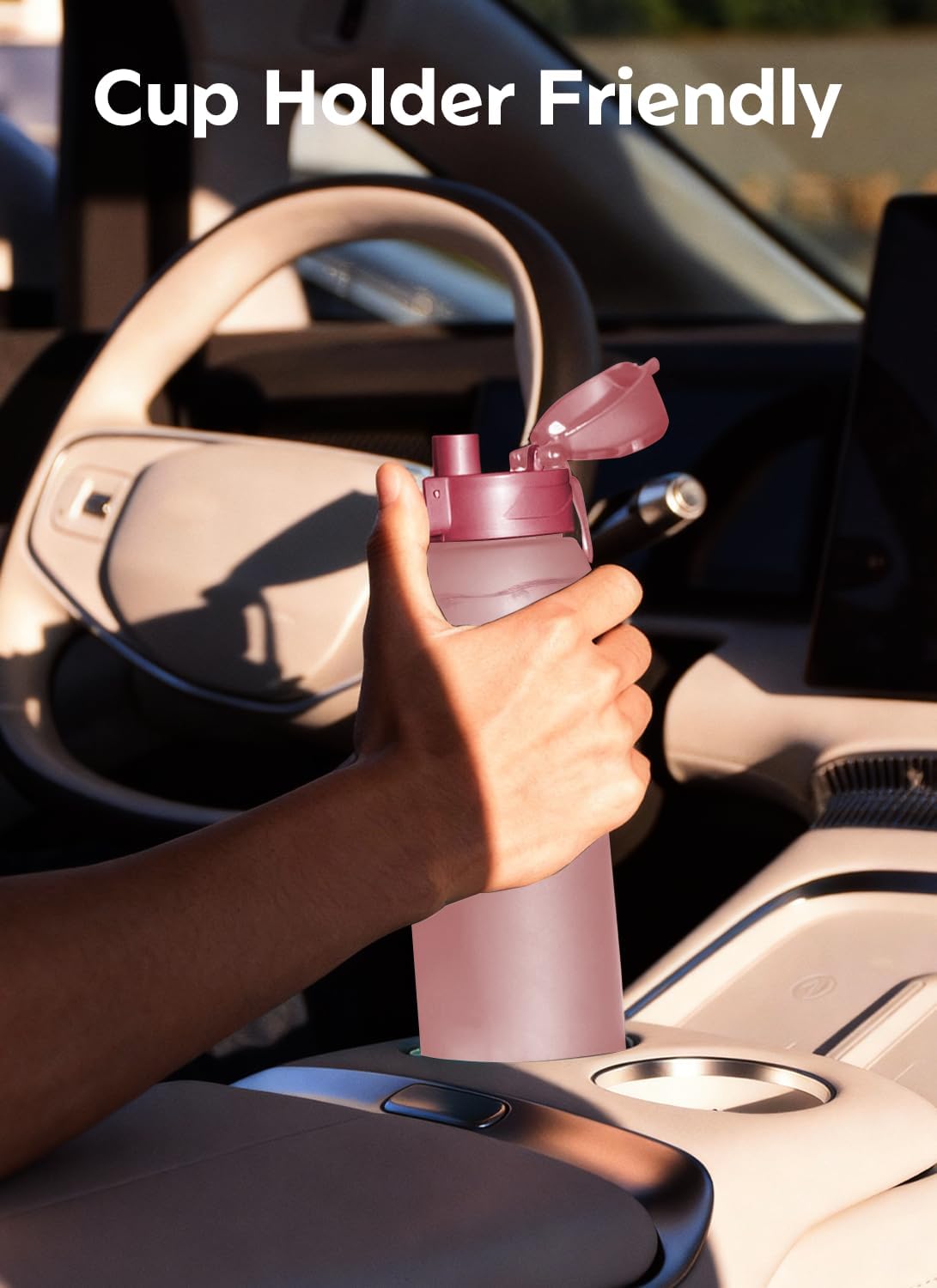 Detalle 2 de Opard WB62-Sakura Pink Zip 32 oz Tritan Water Bottle, Flip-Top Lid
