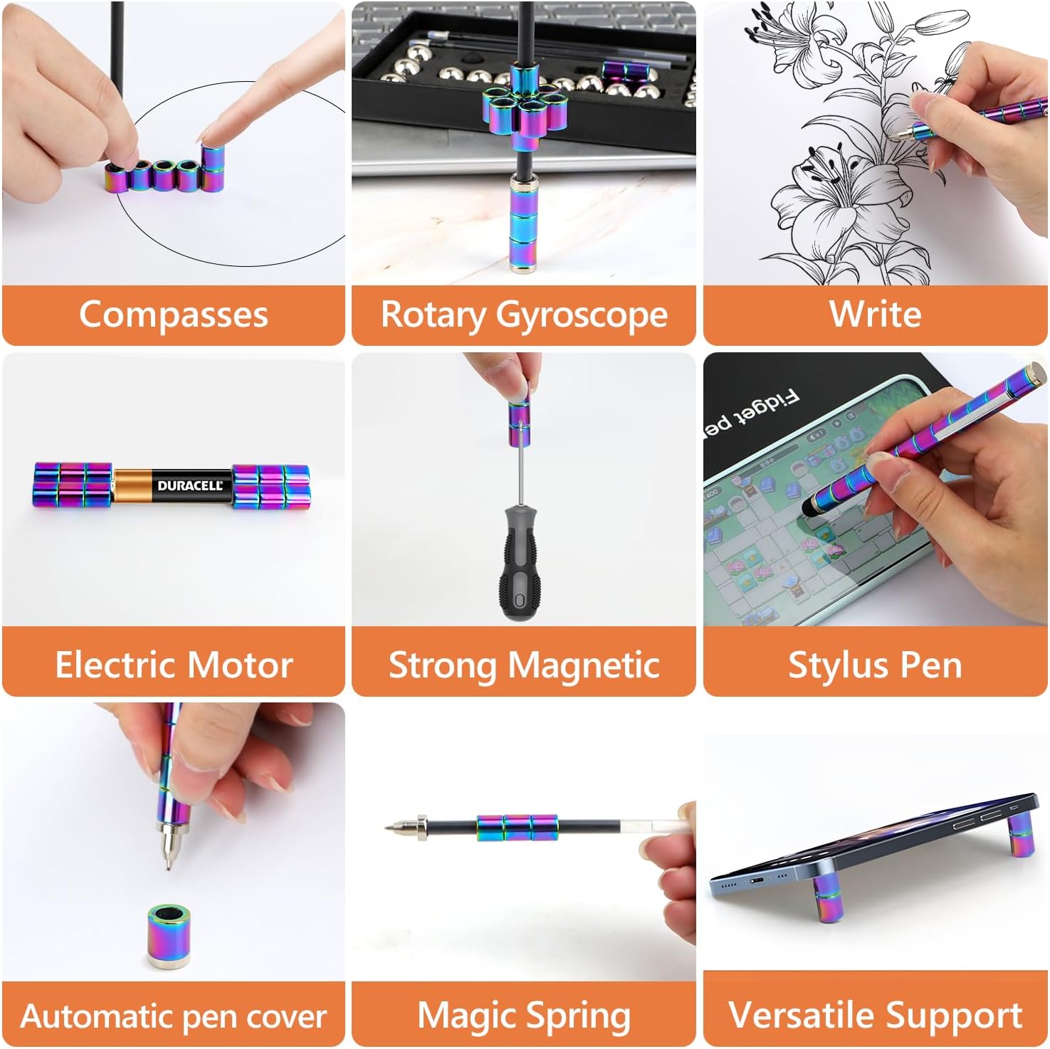 Thumbnail 5 de Big Magnetic Fidget Pen with Gel Ink and Steel Ball Magnets – stress-relief desk gadget gift for teens and adults