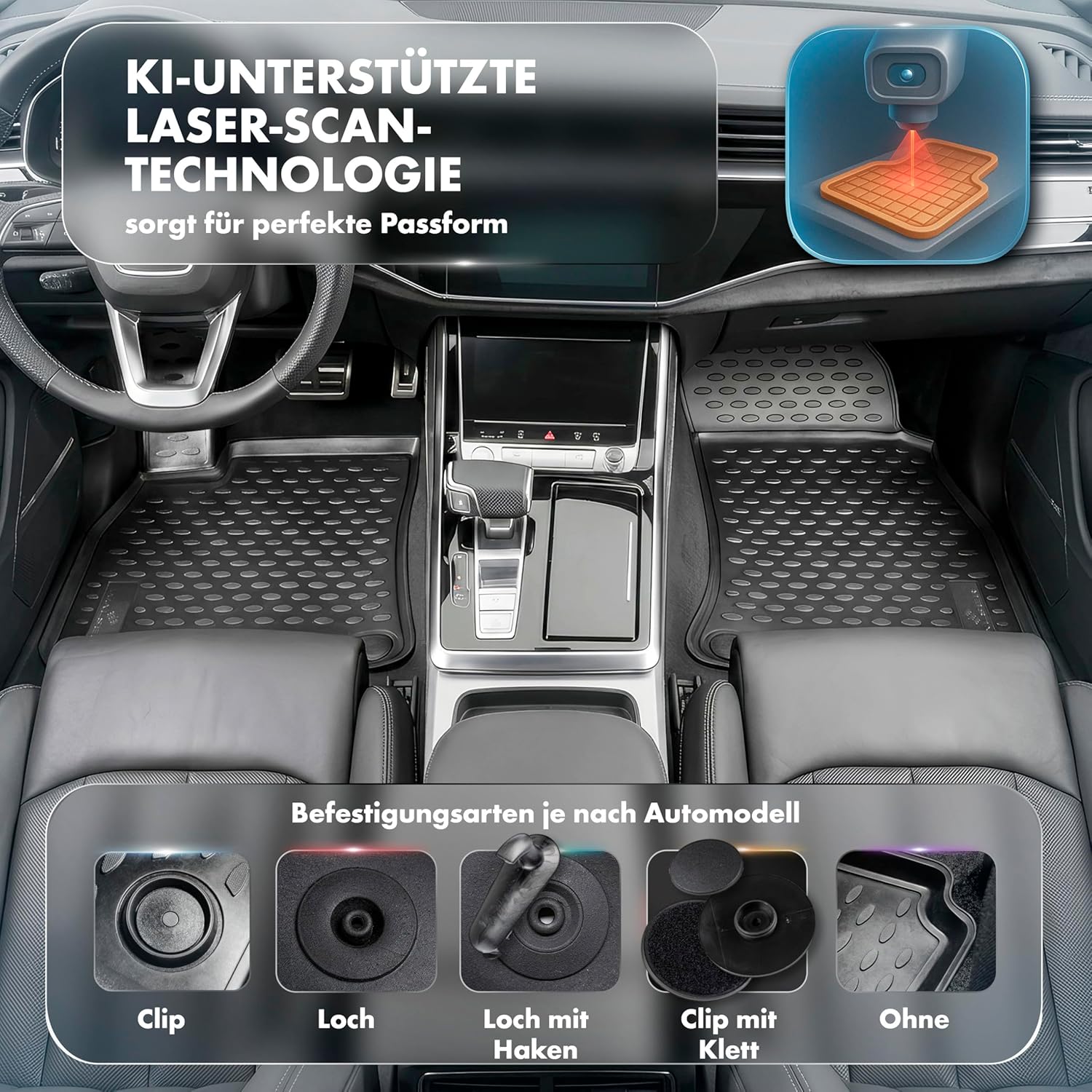 Thumbnail 4 de WALSER Tapis de sol sur mesure XTR en caoutchouc pour Renault Austral Mild-Hybrid (07/2022-auj)