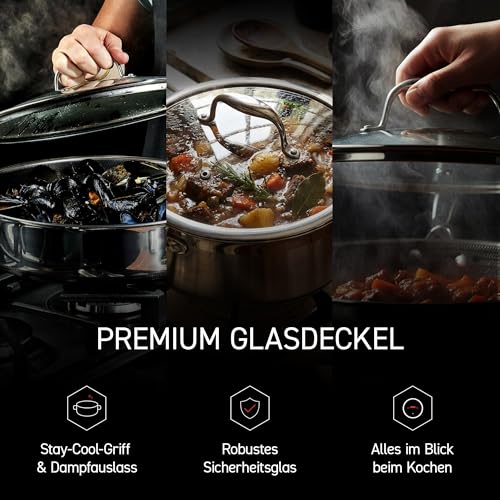 Thumbnail 2 de HexClad Premium Glasdeckel 30 cm – Pfannendeckel mit Dampfauslass