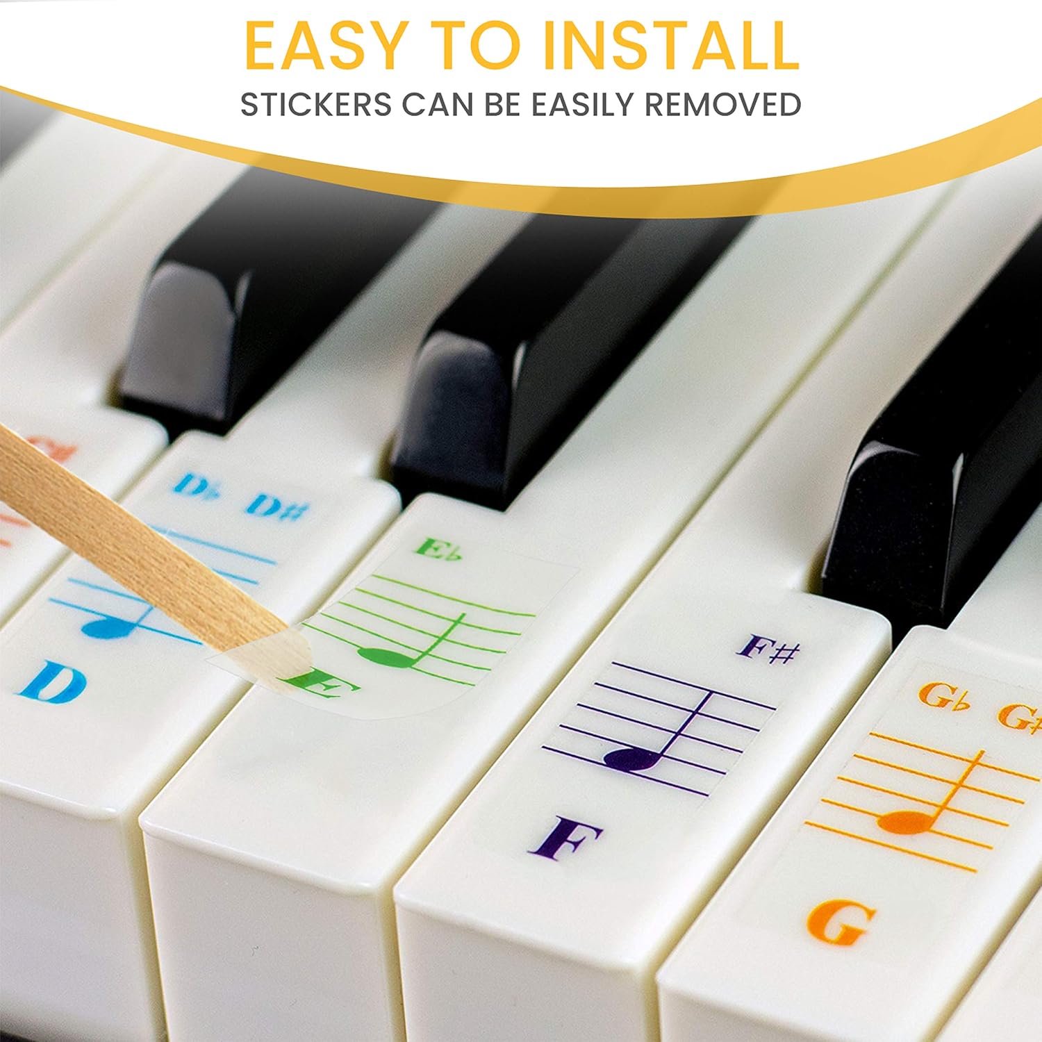 Detalle de QMG Piano Keyboard Stickers, Transparent Vinyl