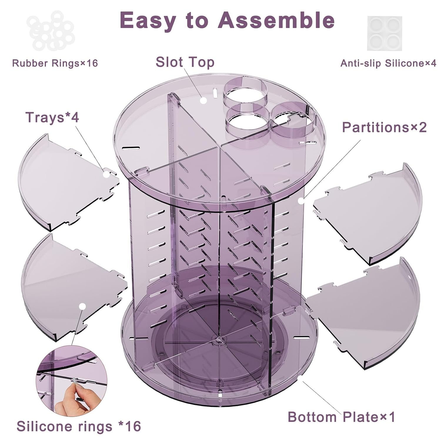 Detalle 2 de Jiavarry RMOT1 Rotating Makeup Organizer with 8 Adjustable Levels
