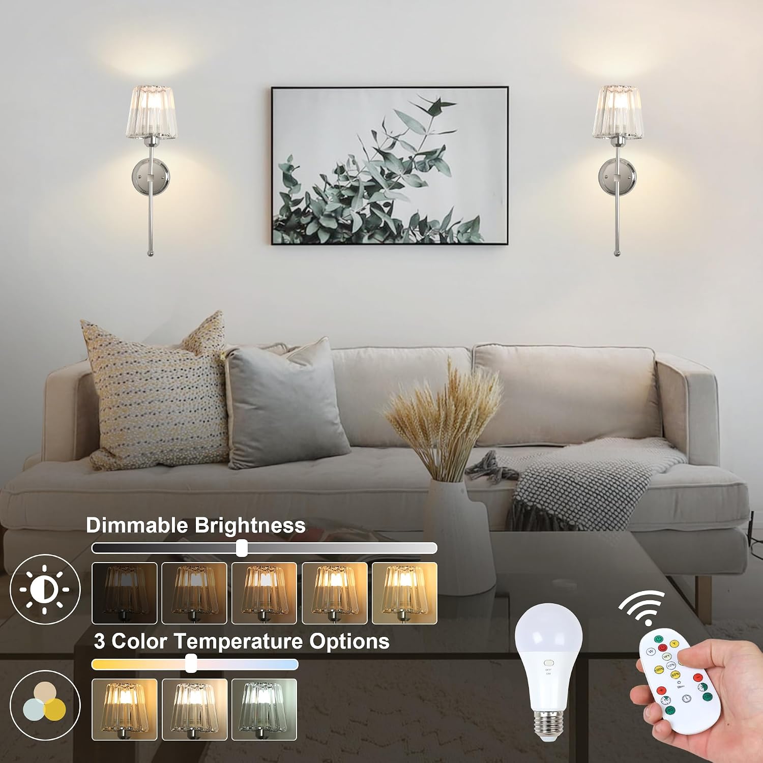 Detalle 2 de Stepeak Battery Operated Wall Lights Set 2