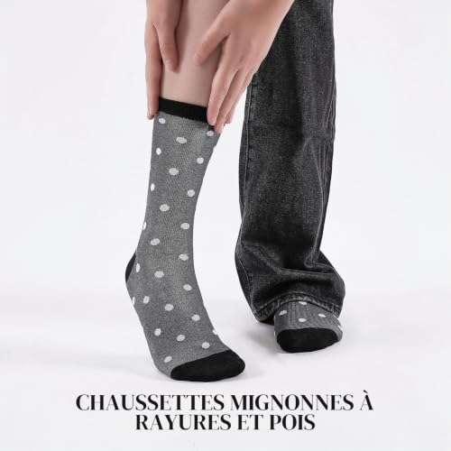 Detalle de Cirorld 10 paires de chaussettes femme mi-hautes, coton peigné, taille 39-42