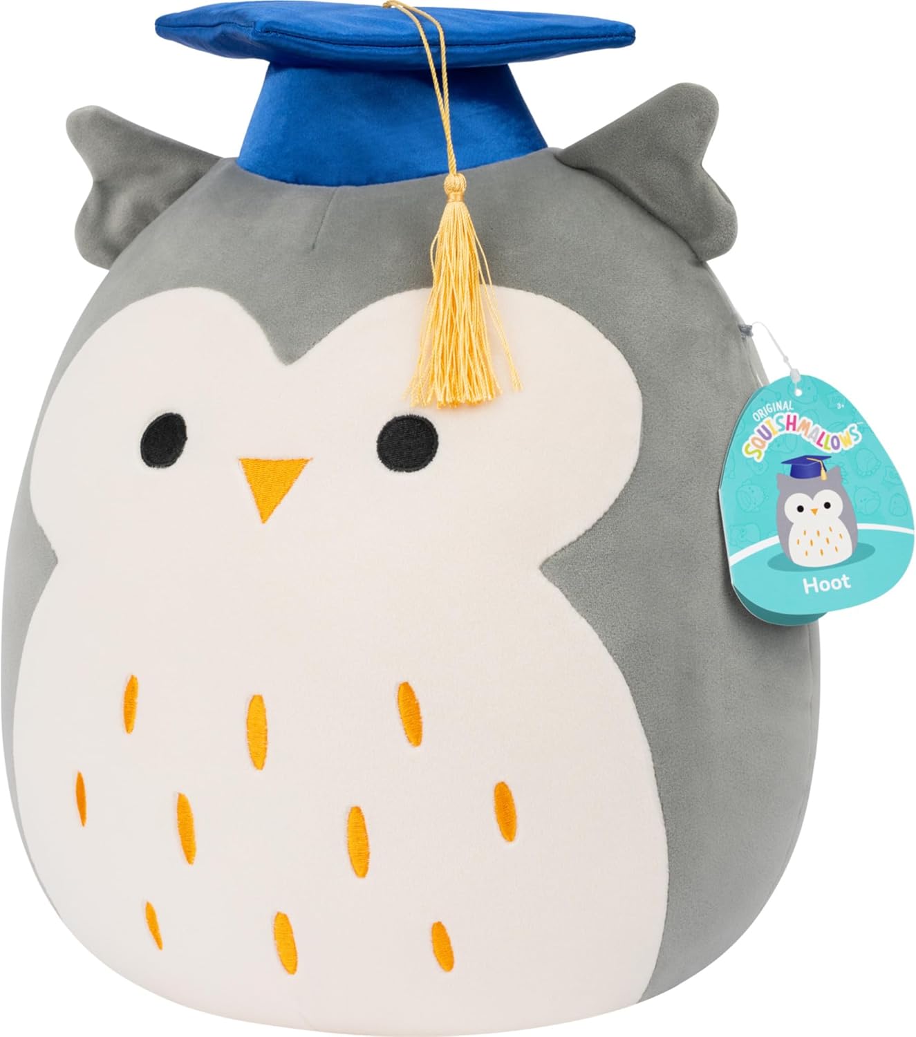 Thumbnail 5 de Squishmallows Original 12in Hoot the Grey Owl in Graduation Cap – Official Plush