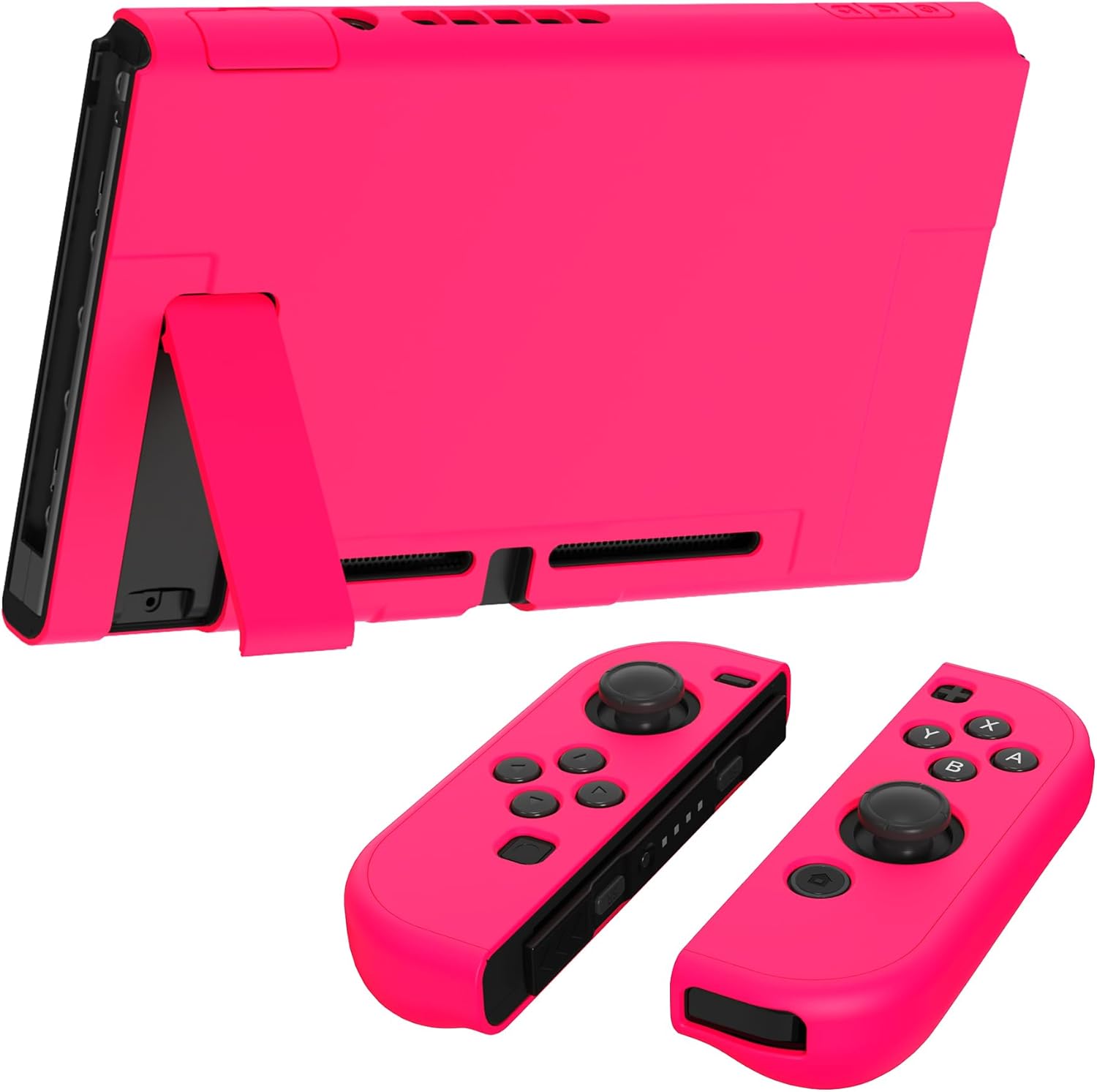 Detalle de PlayVital Upgraded Dockable Case Grip Cover for Nintendo Switch – Bright Pink
