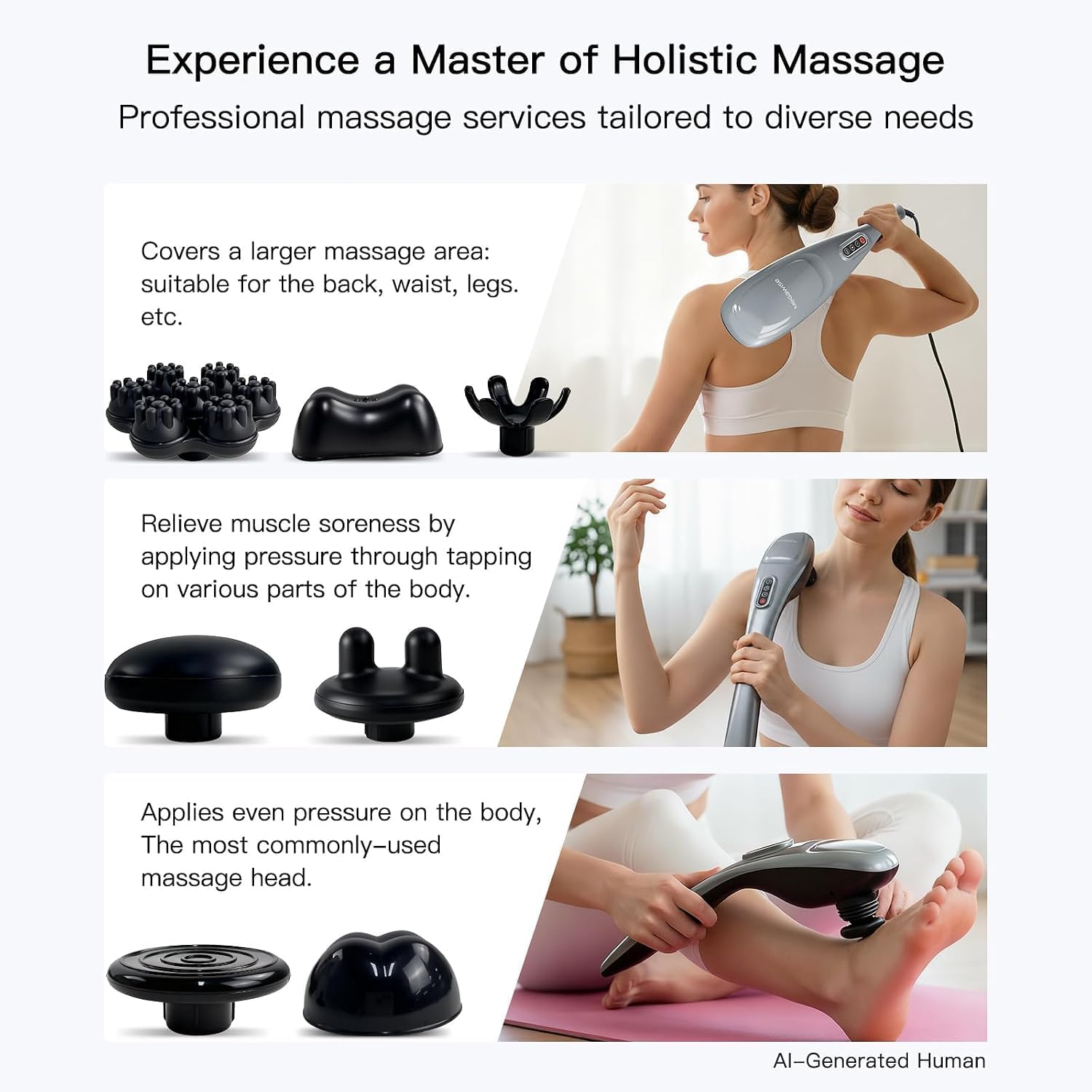 Detalle 2 de MEGAWISE Handheld Massager Silver Grey