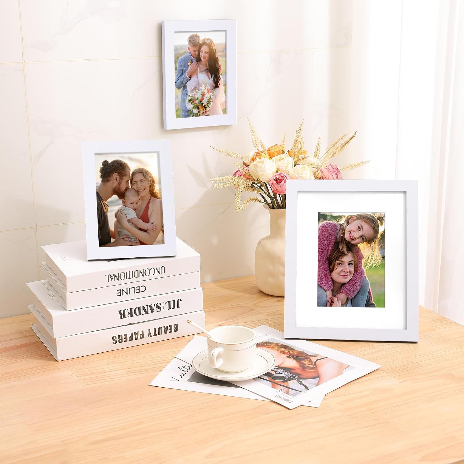 Detalle 1 de decorUhome 8x10 Picture Frame with Optional 5x7 Mat (White) — Wall & Tabletop Display