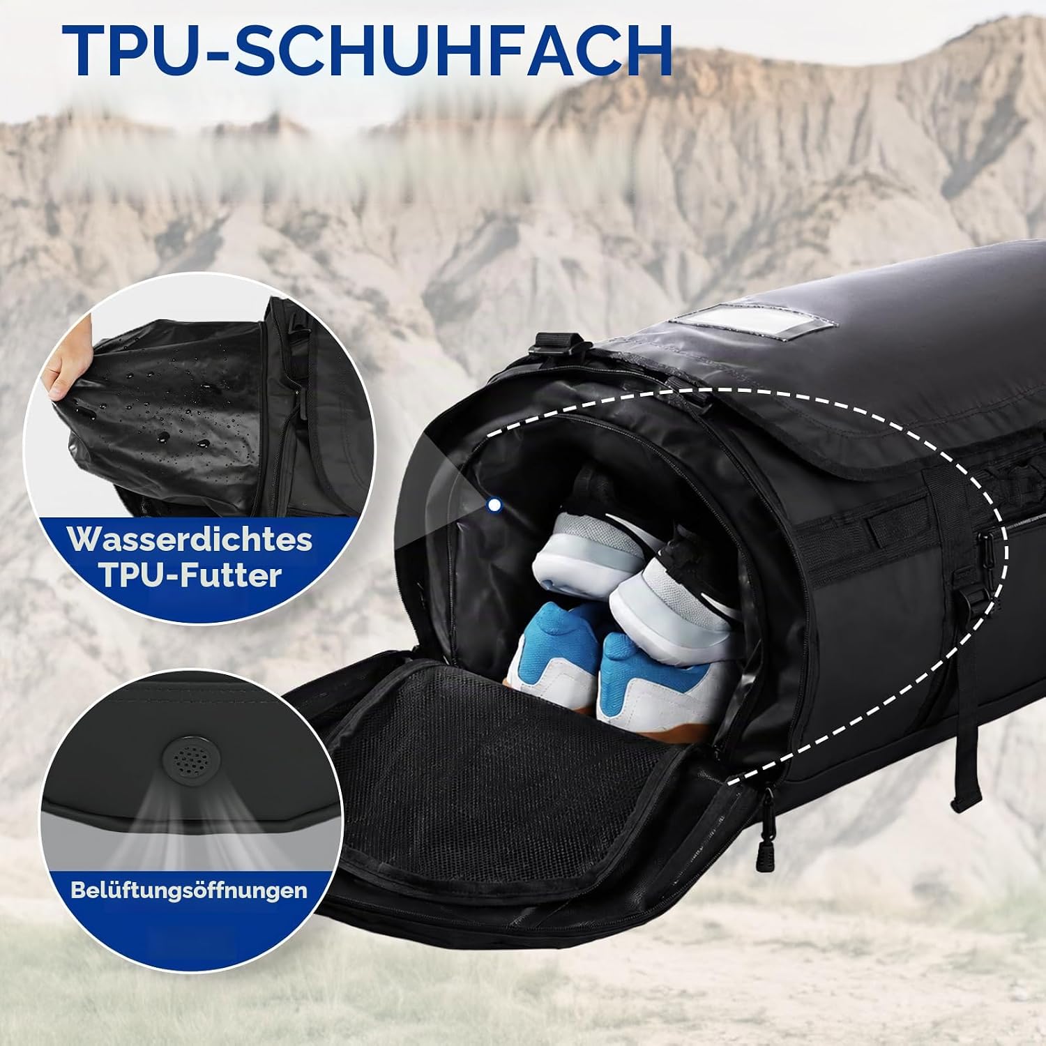 Thumbnail 6 de Haimont Sporttasche Herren Reisetasche 60L – 3-in-1 Duffle, Schuhfach, wasserdicht