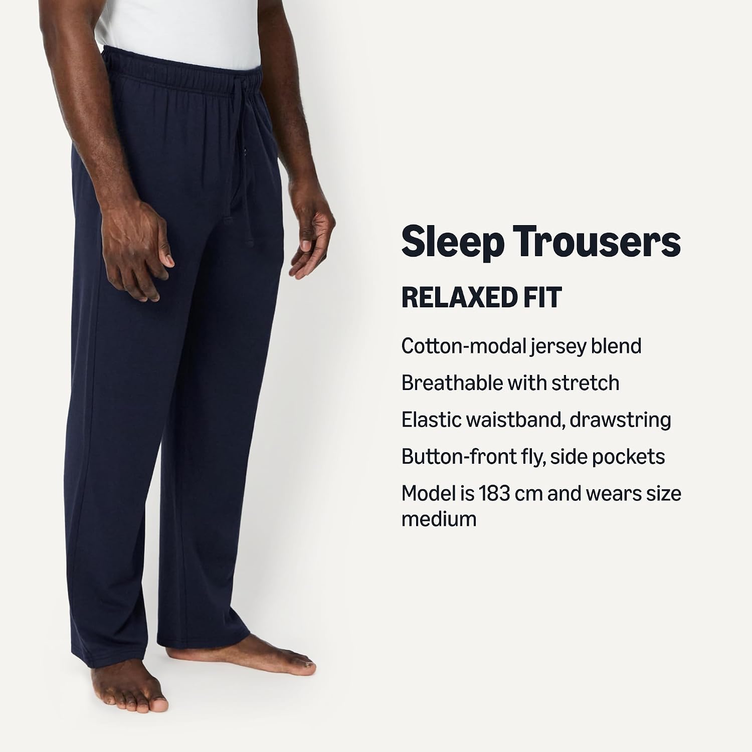 Detalle 2 de Amazon Essentials Men's Cotton-Modal Pyjama Bottoms: Sleep Trousers Review