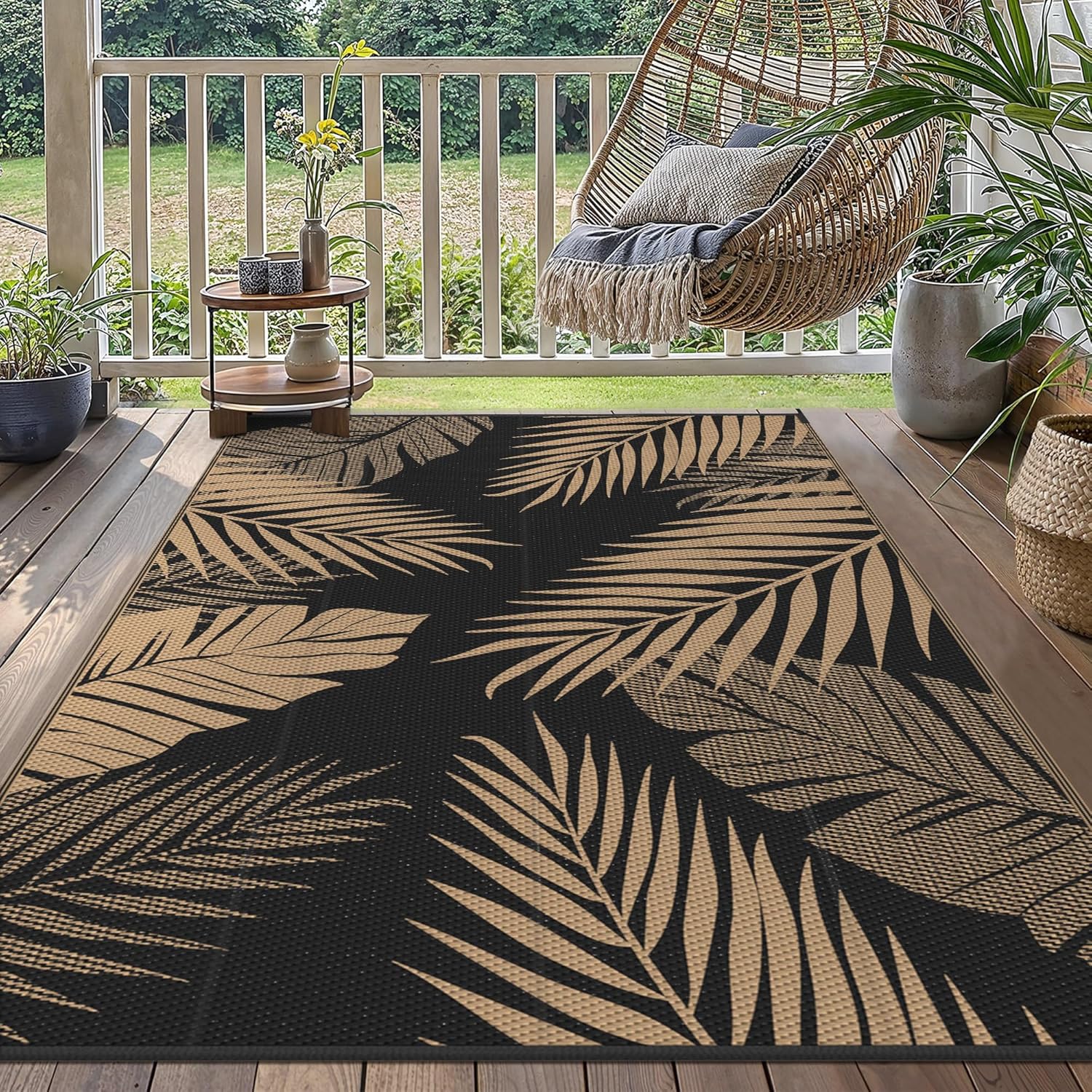 Detalle de GENIMO Outdoor Rug 120x180cm – Waterproof Reversible Garden Rug