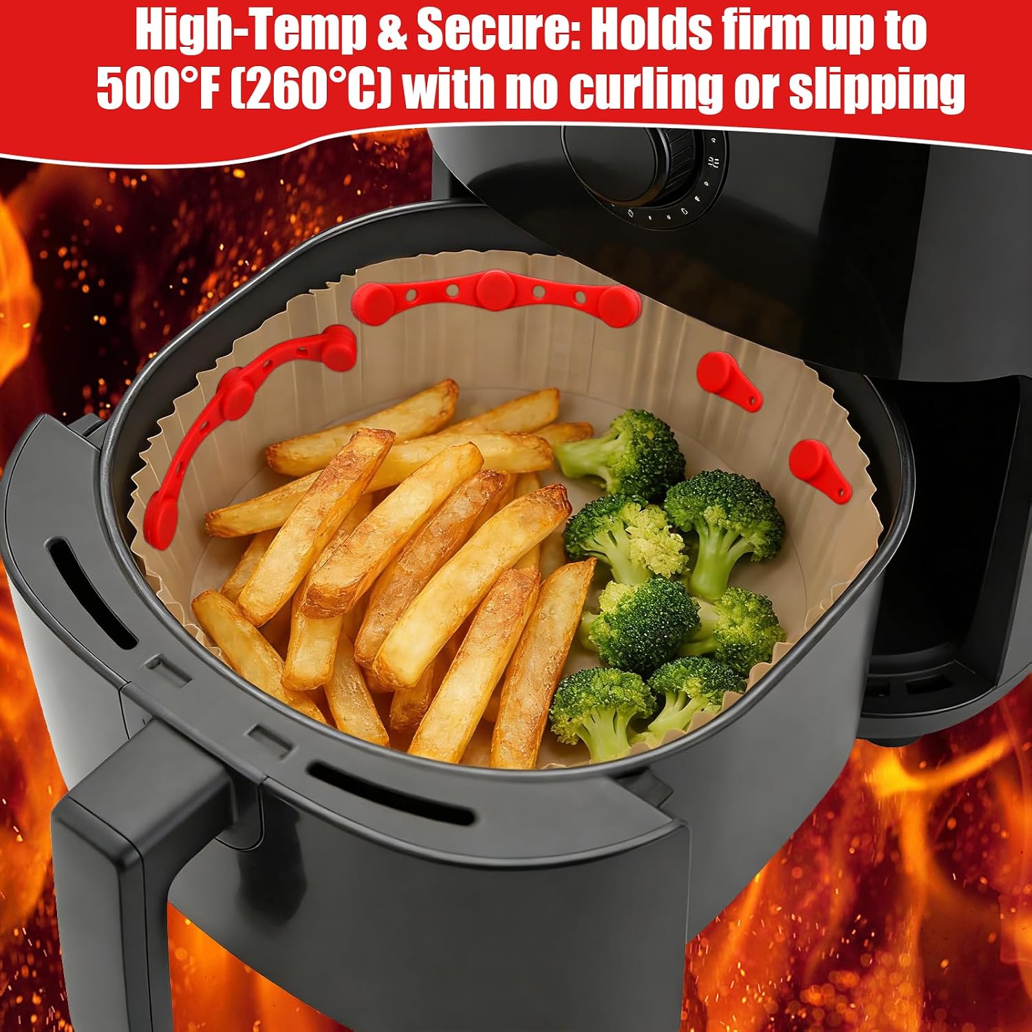 Detalle de TAIANJI Magnetset für Airfryer-Backpapier – 8 Stück silikonummantelte Magnete für sicheres Fixieren