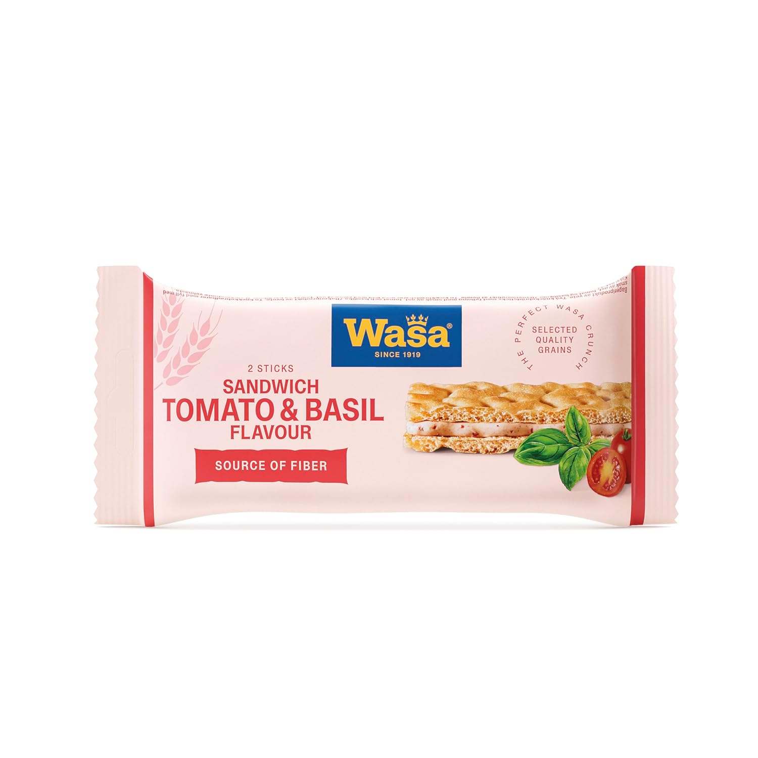 Detalle de Wasa Knäckebrot Sandwich Tomato & Basil 40 g – Knäckebrot-Snack mit Tomate, Käse und Basilikum
