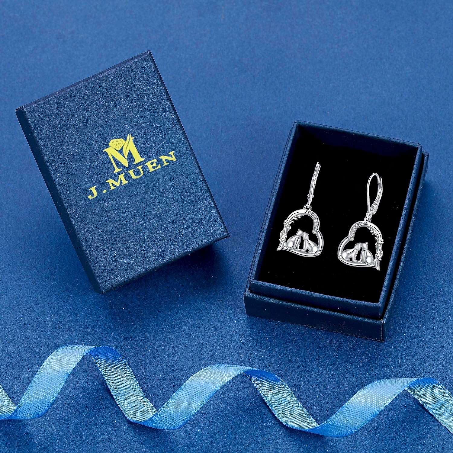 Thumbnail 6 de J.MUEN Damen Ohrringe 925 Sterling Silber – Katzenanhänger, Geschenkbox inkl. Schmuckverpackung