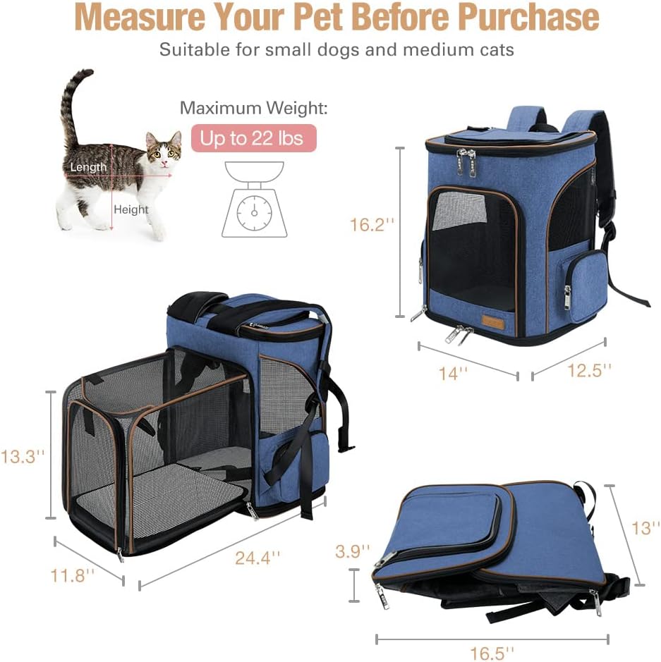 Detalle de Lekesky Katzenrucksack XL 36×31×42 cm 8–10 kg
