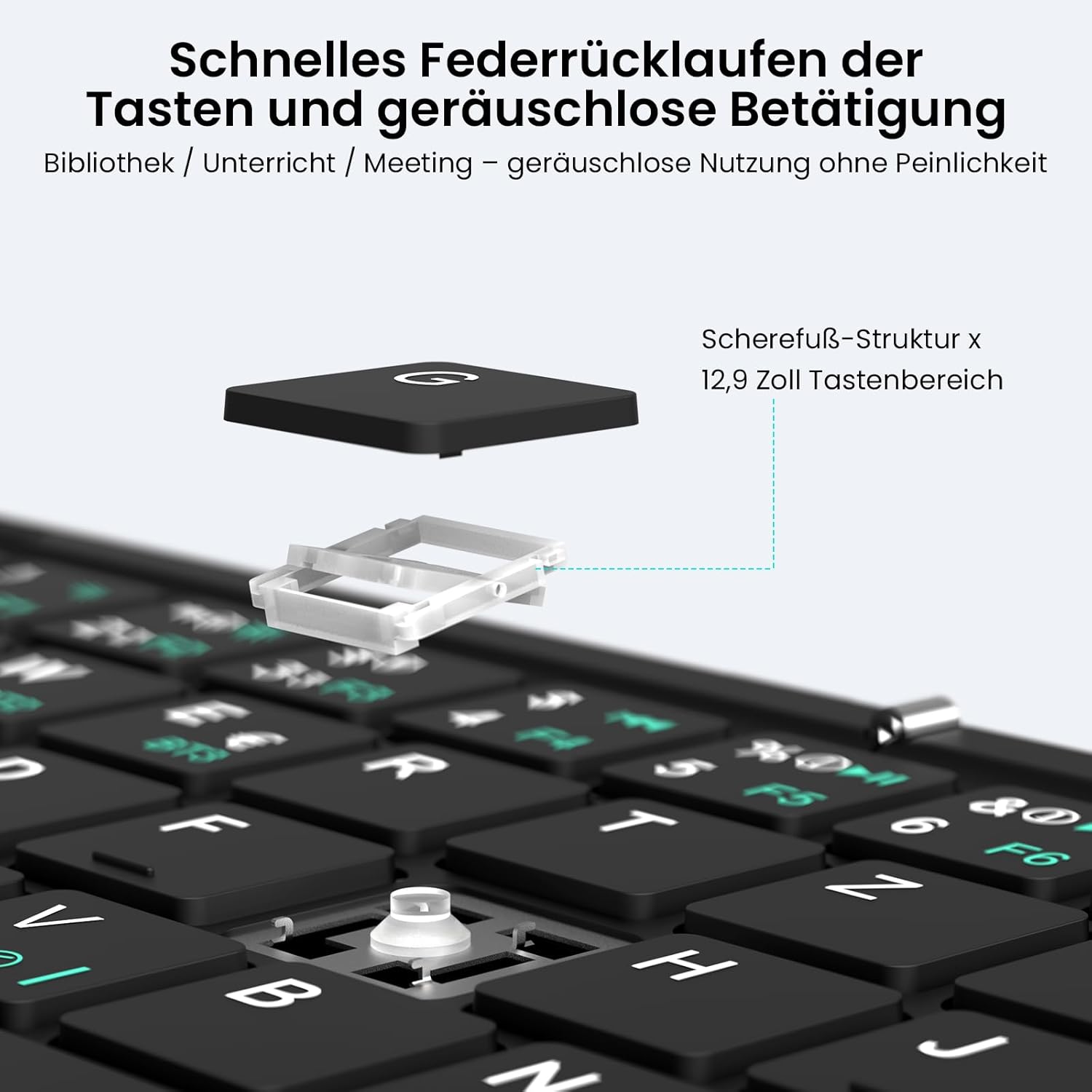Thumbnail 4 de Nillkin faltbare Bluetooth-Tastatur mit Touchpad (QWERTZ, wiederaufladbar) – Mini-Klapptastatur für iPad/iOS, Android und Windows-Laptop