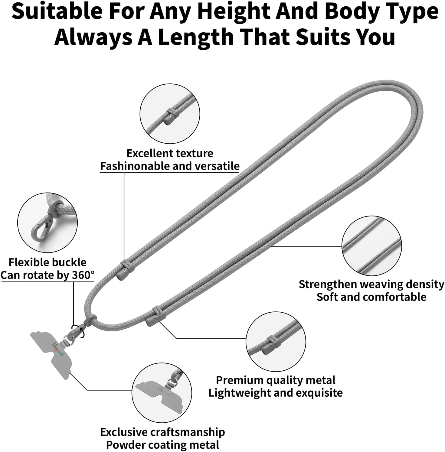 Thumbnail 1 de GOODAYY Mobile Phone Lanyard: Adjustable Crossbody Phone Strap (7mm)