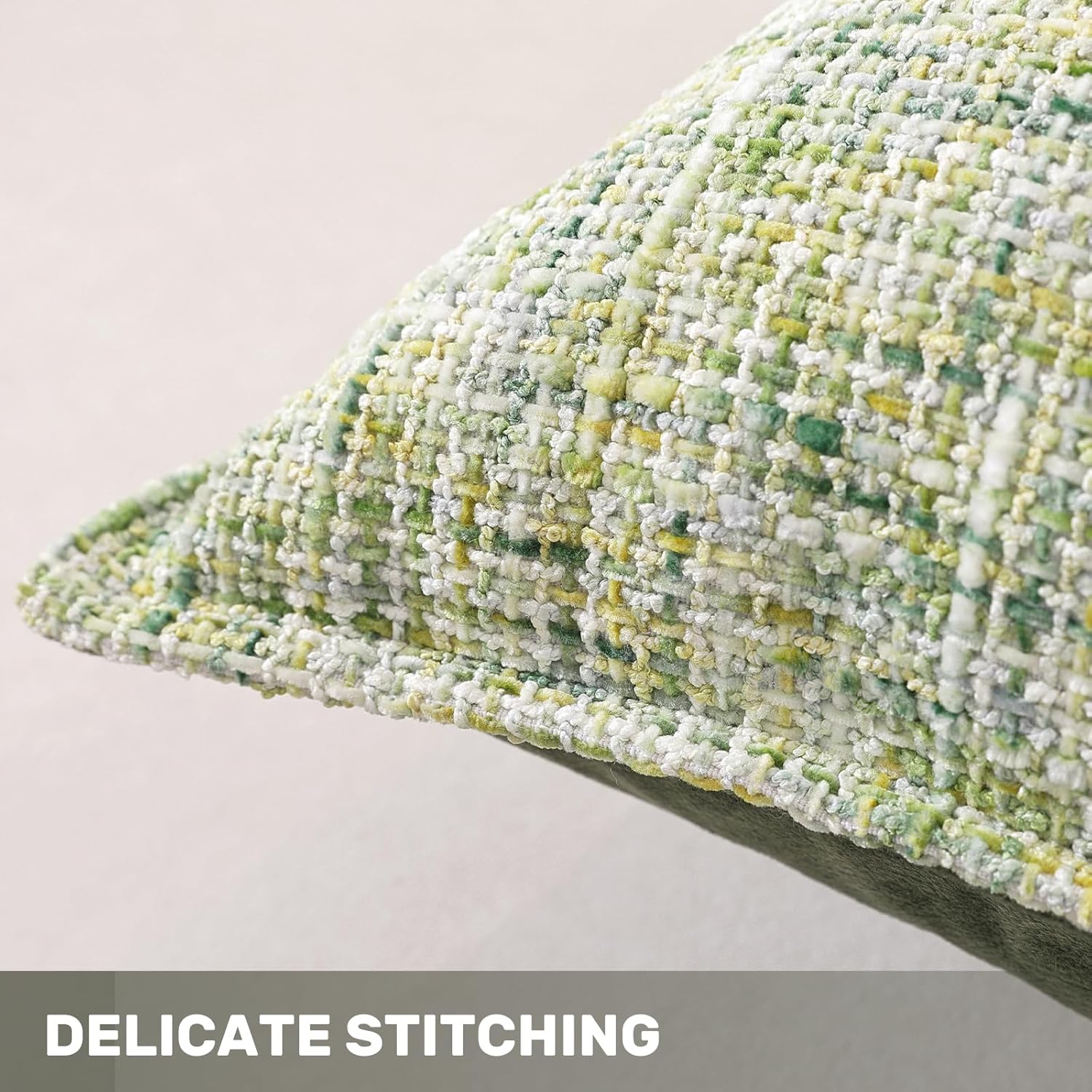 Thumbnail 4 de Ystyle housse de coussin luxe en chenille, lot de 2 (50x50 cm) fermeture éclair cœur, vert