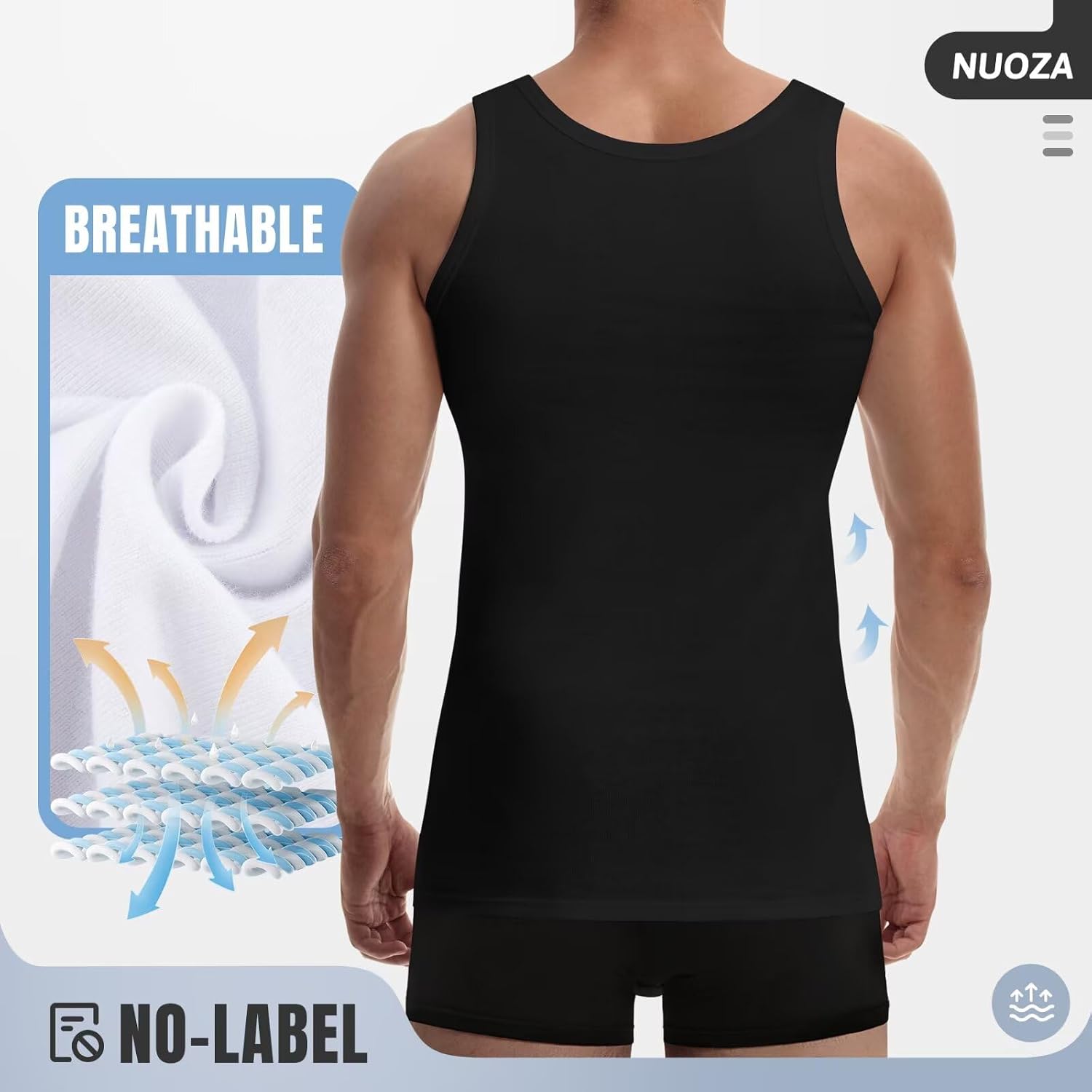 Detalle de NUOZA Canottiera Uomo 100% Cotone S-5XL 5/3 Pack