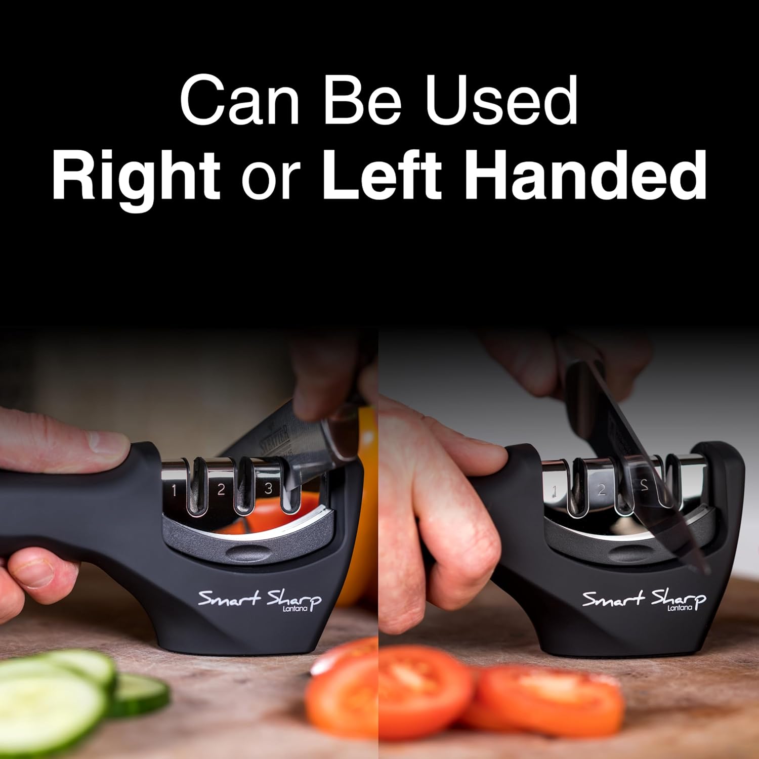 Detalle 2 de Lantana Smart Sharp 3-Stage Manual Knife Sharpener (ceramic stone, tungsten carbide & diamond) – Black/Chrome