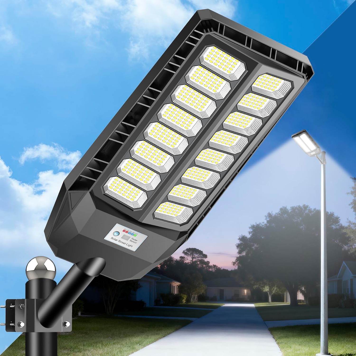 Detalle de JADIDIS 800W Lampione solare con telecomando: luce LED ad alte prestazioni per esterni
