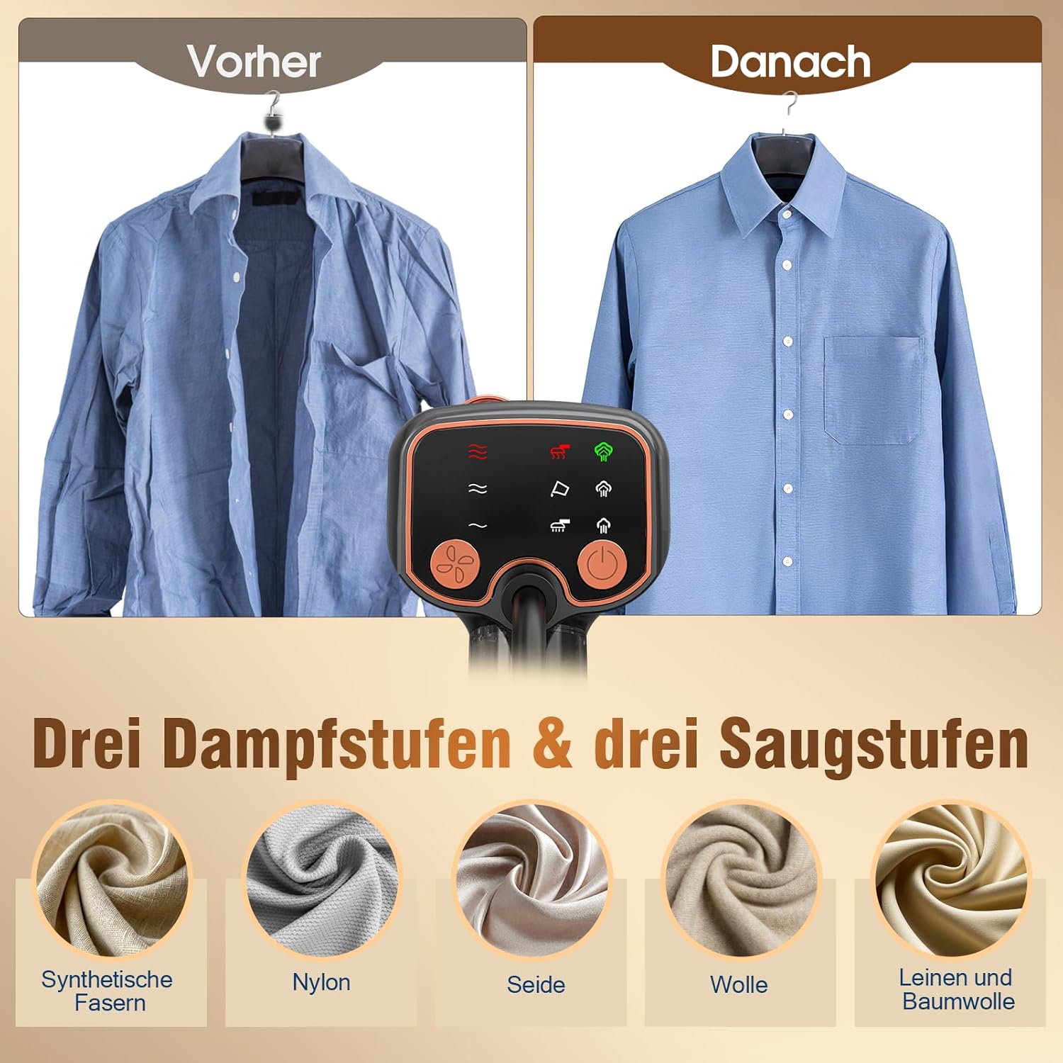 Thumbnail 5 de Ropilly Dampfglätter mit Saugfunktion (2100 W) Reisebügeleisen mit 5000 Pa Saugkraft