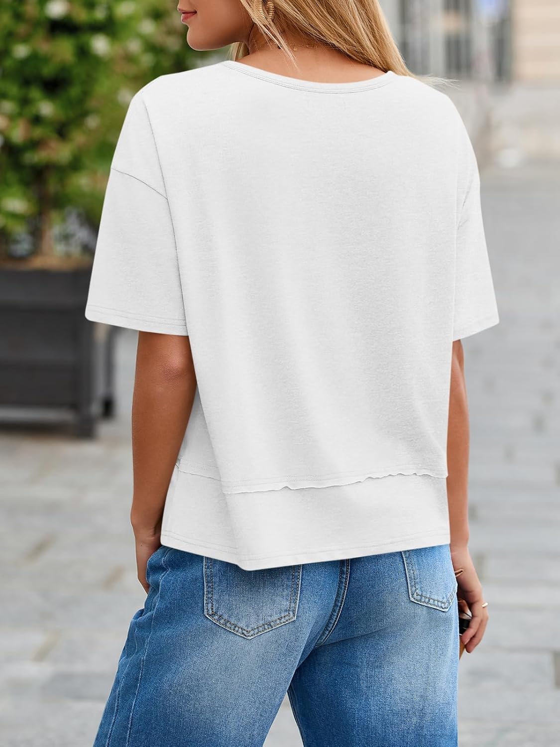 Thumbnail 4 de Cicy Bell Women's Summer V Neck T Shirts – Loose Fit Short Sleeve Top
