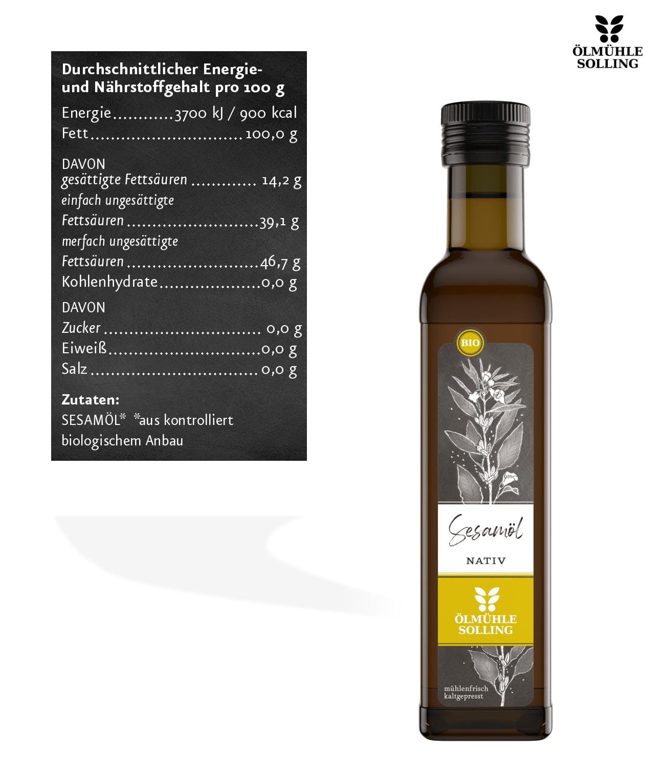 Thumbnail 1 de Ölmühle Solling BIO Sesamöl nativ Naturland-FAIR, 250 ml – milder Geschmack, kaltgepresst