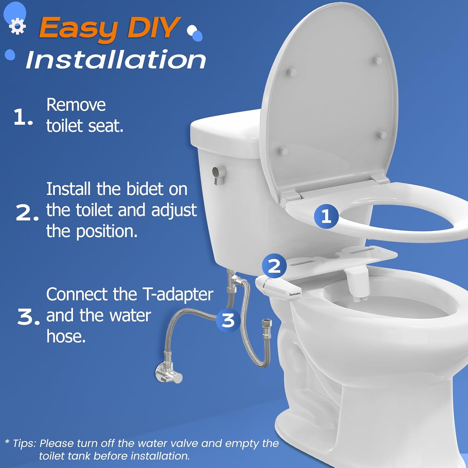 Thumbnail 3 de SAMODRA B007 Ultra-Slim Bidet Attachment with Dual Nozzles and Adjustable Pressure