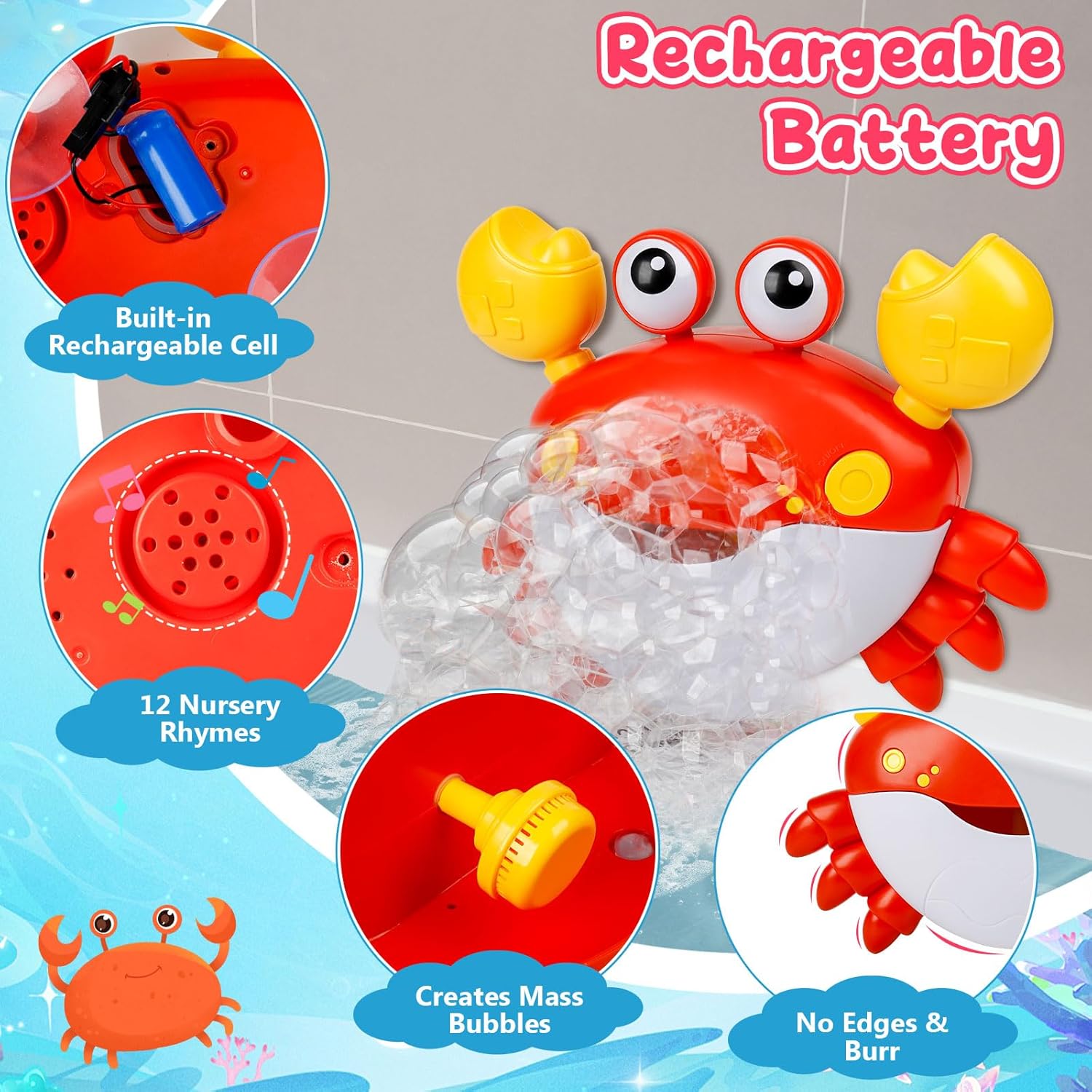 Thumbnail 2 de JoiTale Baby Bath Toys rechargeable bubble crab