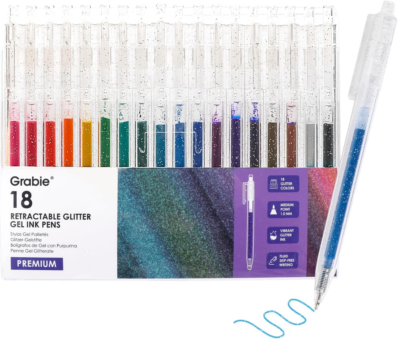 Detalle de Grabie penne gel glitterate 18 colori