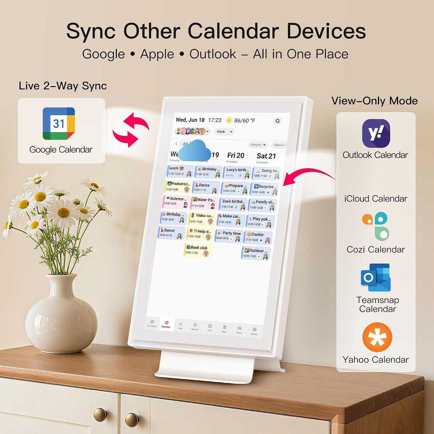 Detalle de BIGASUO 15.6" digital calendar for families