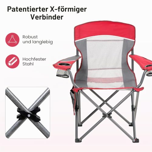Detalle de HIGH POINT SPORTS Campingstuhl Faltbar Angelstuhl mit Mesh-Rücken – stabil, leicht und vielseitig