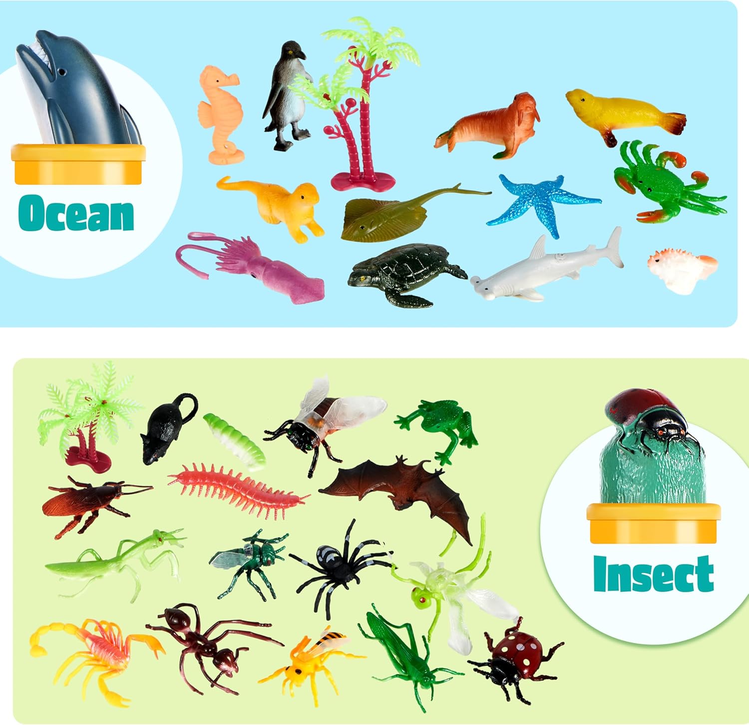 Detalle de JOYIN 69 Pcs Small Animal Figures: A Versatile Mini Jungle Toy Set for Imaginative Play