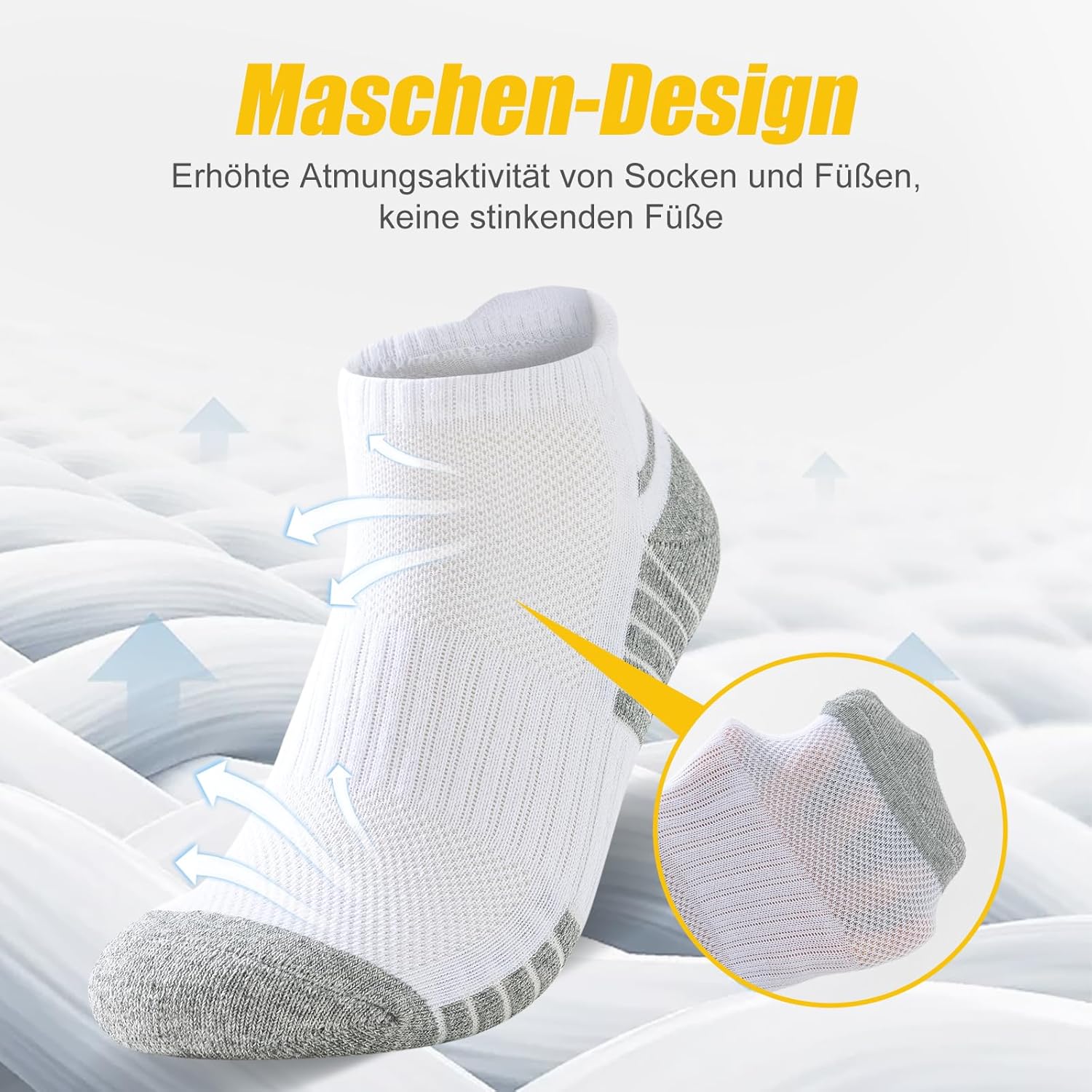 Thumbnail 3 de SockWaddles Calze sportive corte unisex in cotone traspirante (6 paia) Nero e bianco, taglie 35-38/39-42/43-46/47-50