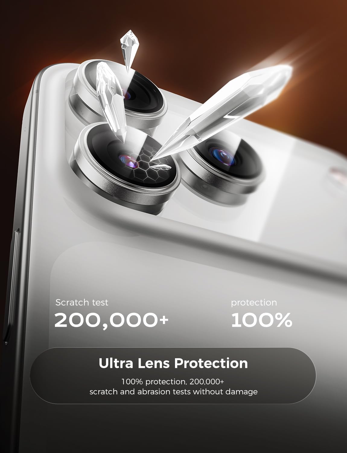 Detalle de MAGIC JOHN iPhone 17 Pro Max/17 Pro Lens Protector, 9H Glass, Gray, 2-Pack