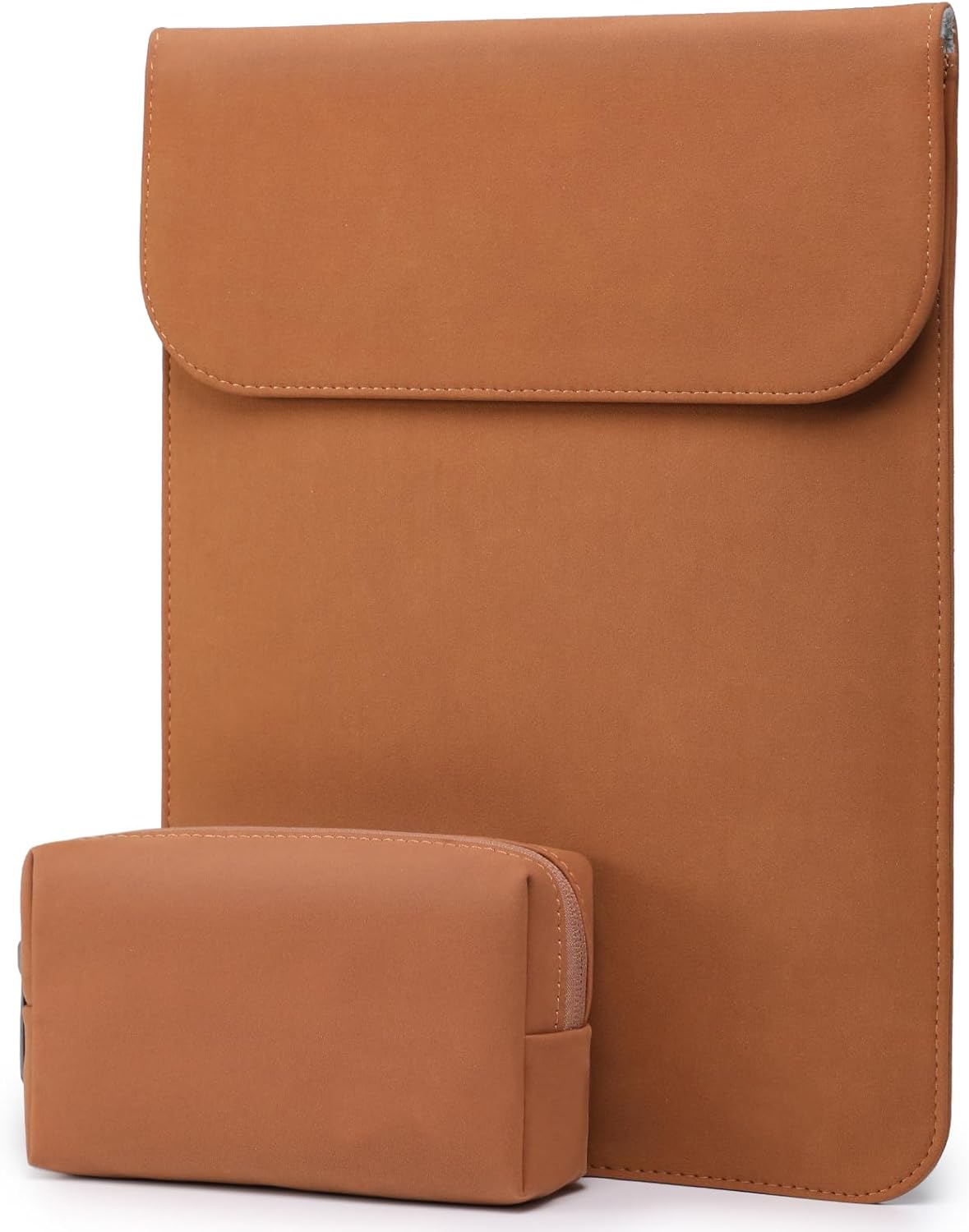 Detalle de HYZUO 15 Zoll Laptop Sleeve – Kunstleder Hülle (Braun) für MacBook Air 15, MacBook Pro 15 und Surface Laptop 7/6/5/4/3