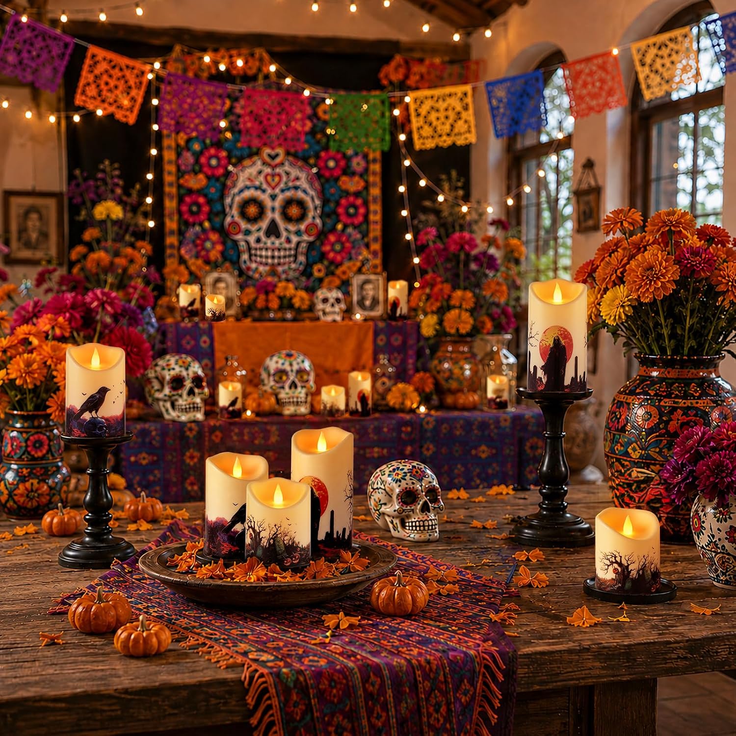 Thumbnail 2 de Haown Halloween Flameless Candles Set of 6, LED Pillars with Remote Controls