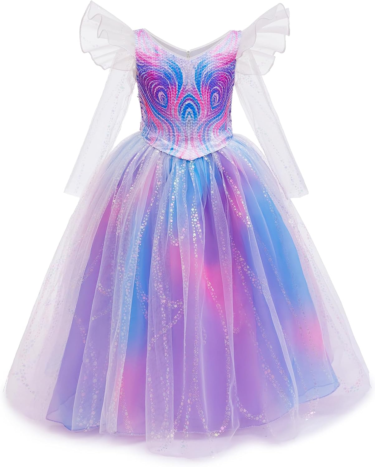 Thumbnail 5 de Tangsenyu New Glinda Costume Kids Good Witch Purple Fairy Sequins Princess Tulle Dress