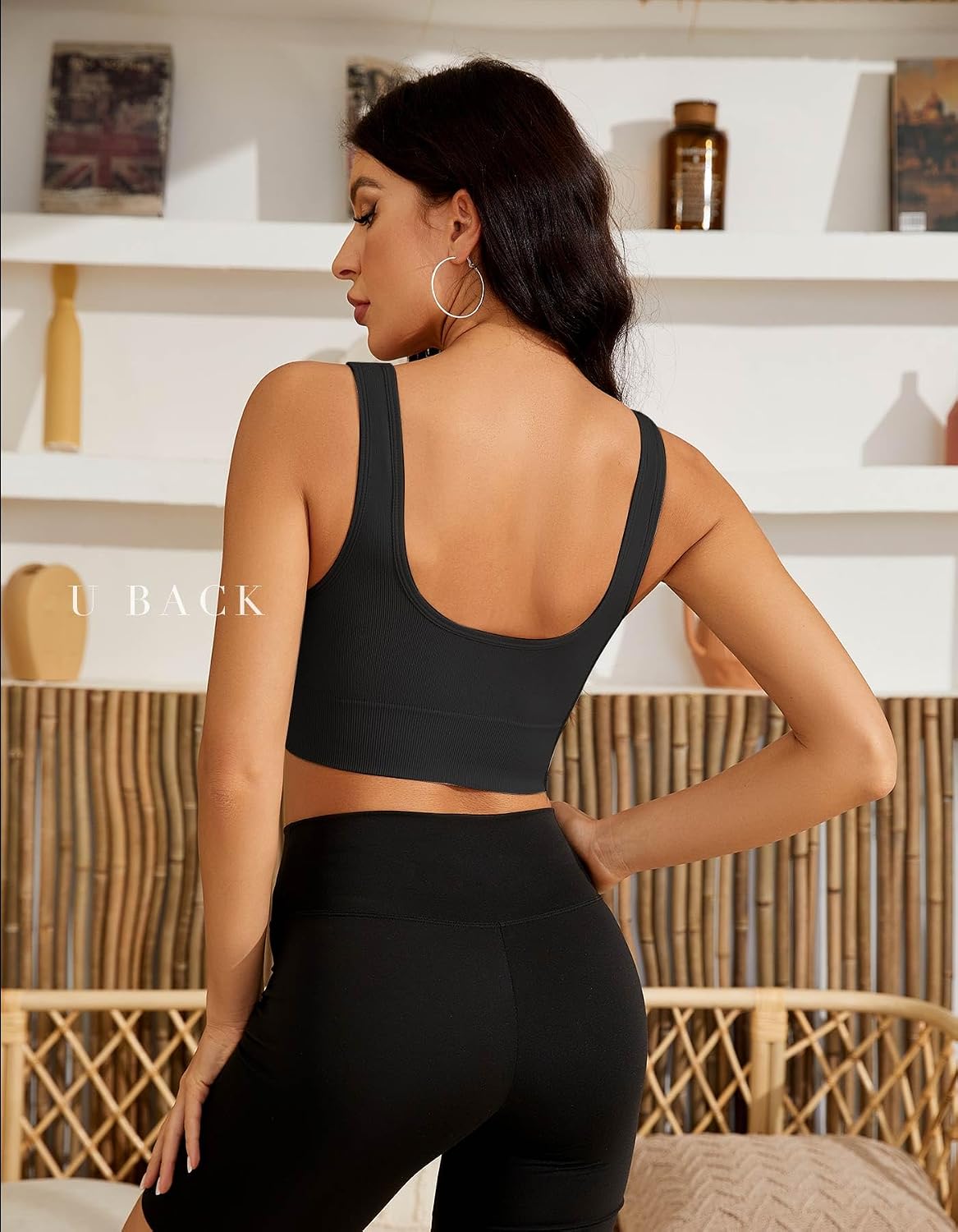 Detalle de SIMIYA Sports Bra Women Seamless Crop Top with Removable Pads