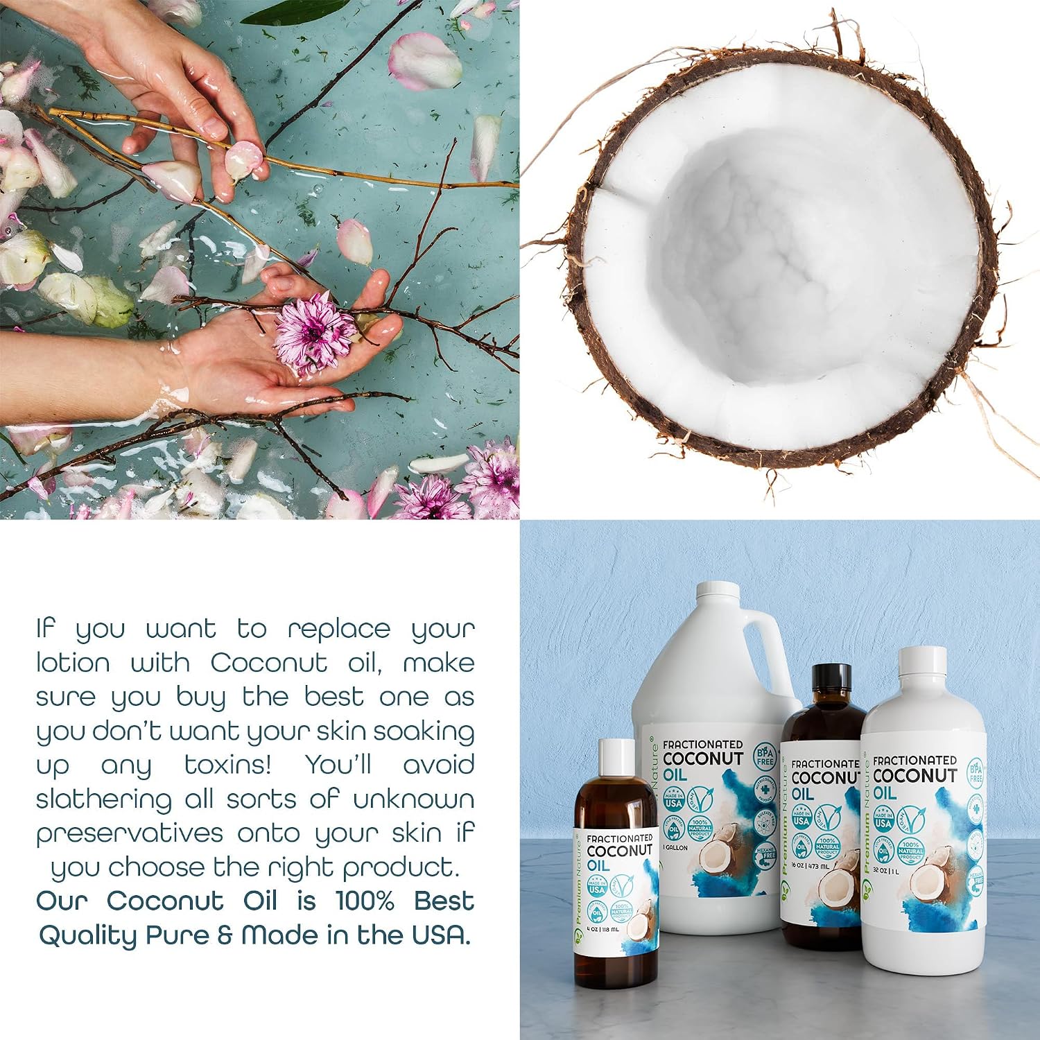 Detalle de Premium Nature Fractionated Coconut Oil 32 oz Massage Oil, Odourless, 946 ml