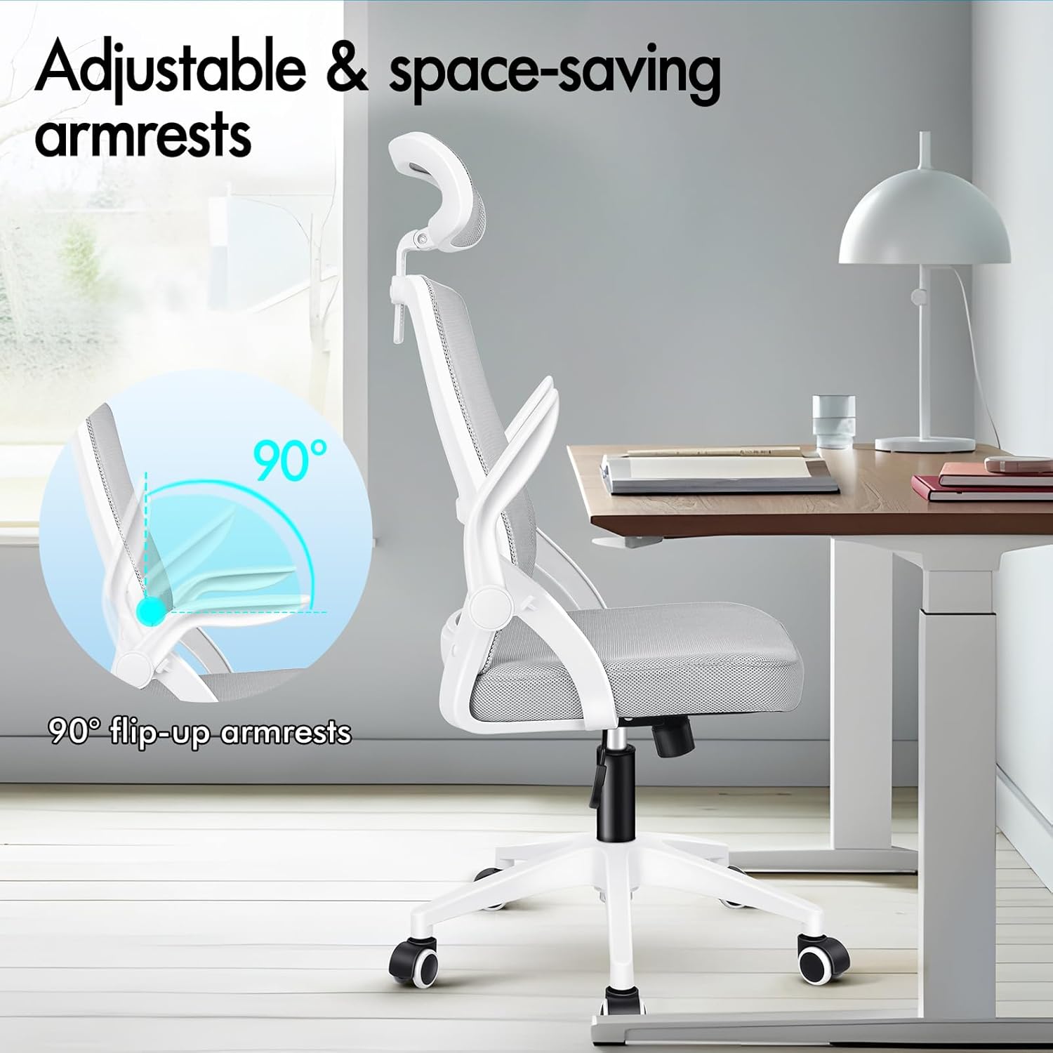 Thumbnail 6 de ELFORDSON Ergonomic Office Chair with Mesh Back, Headrest and Lumbar Support
